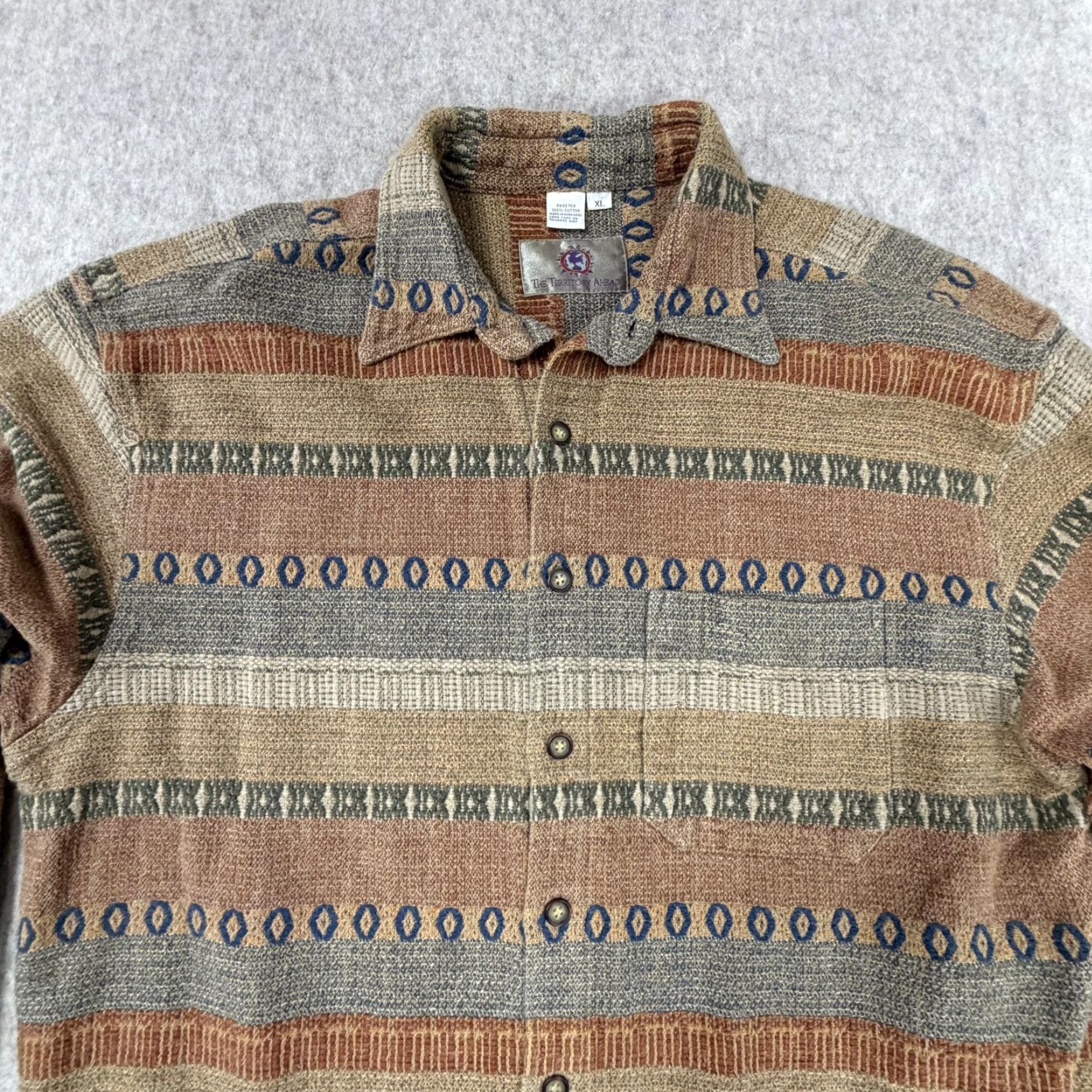 The Territory Ahead VINTAGE The Territory Ahead Shirt Mens XL Brown Tan Blue Boho Southwestern 90s Size US XL / EU 56 / 4 - 4 Thumbnail
