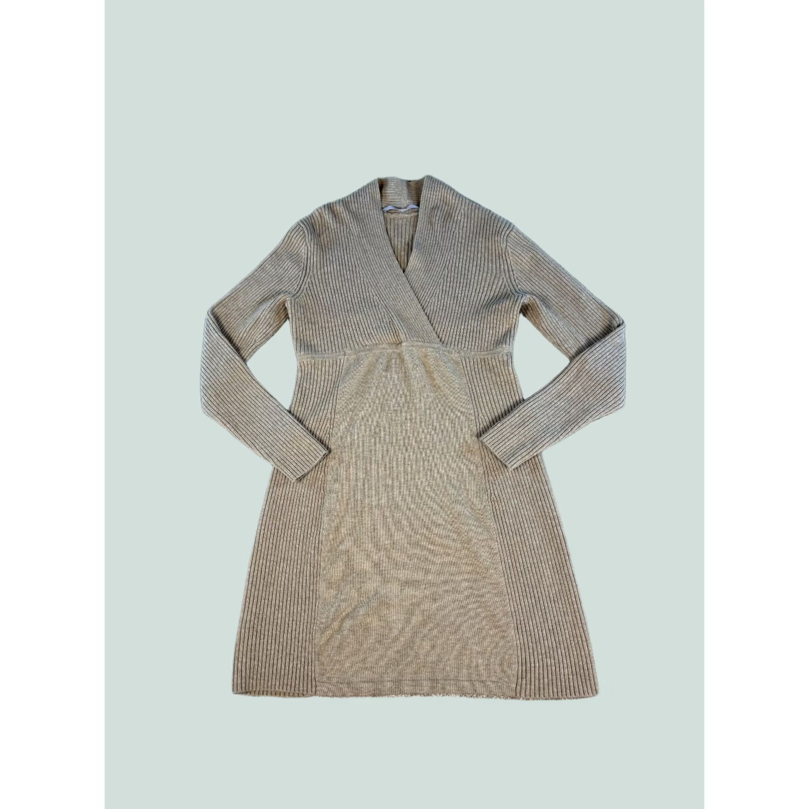 Athleta Athleta Women Merino Wool V Neck Long Sleeve Sweater Dress Sz M Petite Beige Size M / US 6-8 / IT 42-44 - 1 Thumbnail