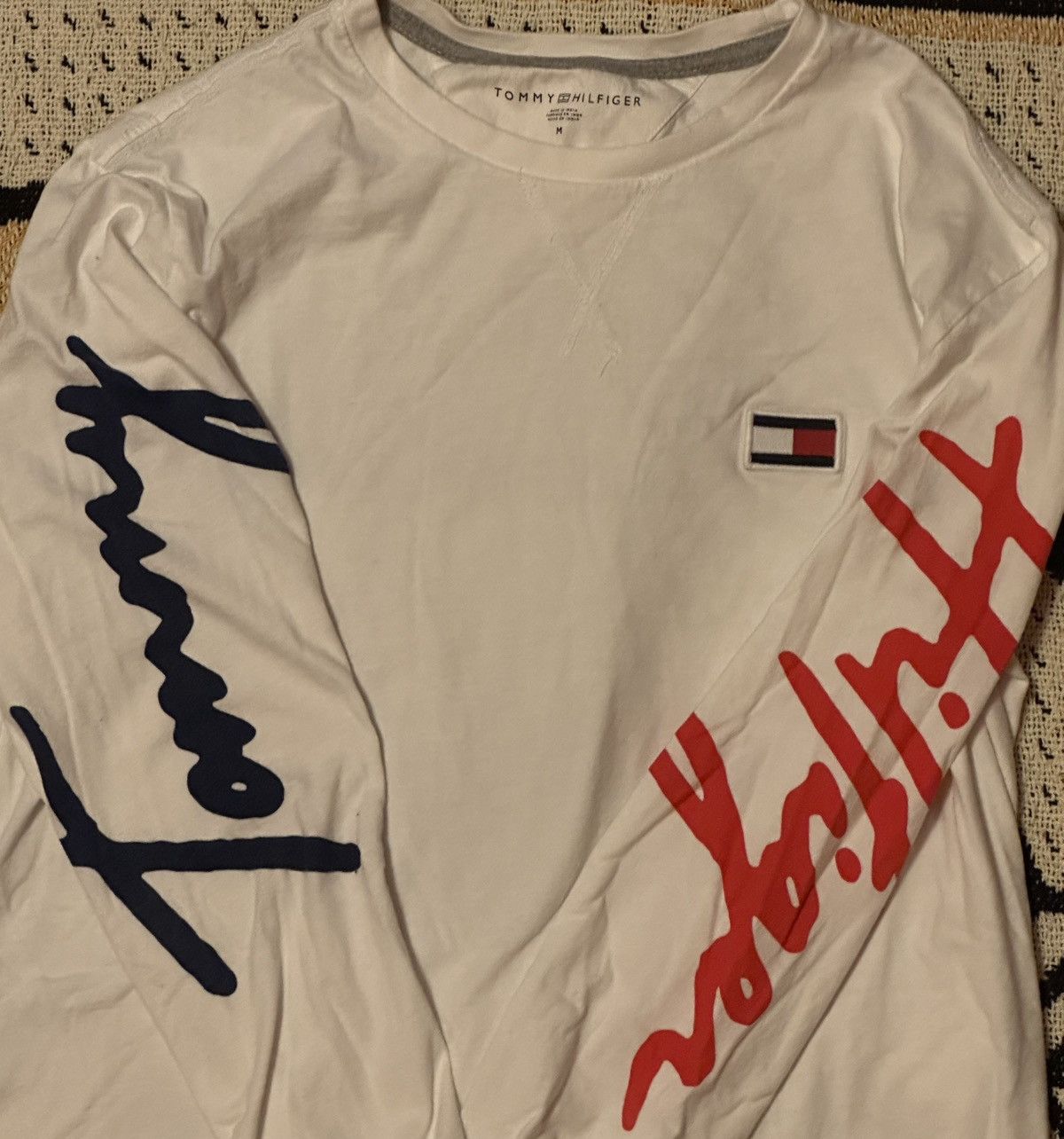 Tommy Hilfiger TOMMY HILFIGER White Sz.M Long Sleeve W/logo/sleeve Print Size US M / EU 48-50 / 2 - 2 Thumbnail