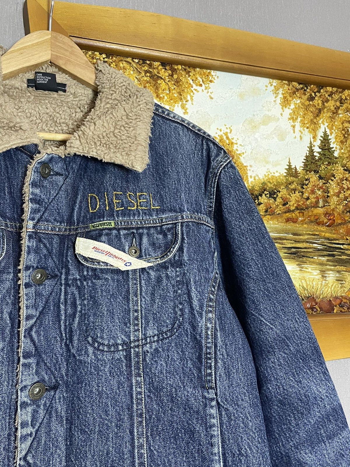 Diesel Vintage Diesel Cropped Washed Denim Sherpa Jacket Hedi RRL Size US XL / EU 56 / 4 - 7 Thumbnail