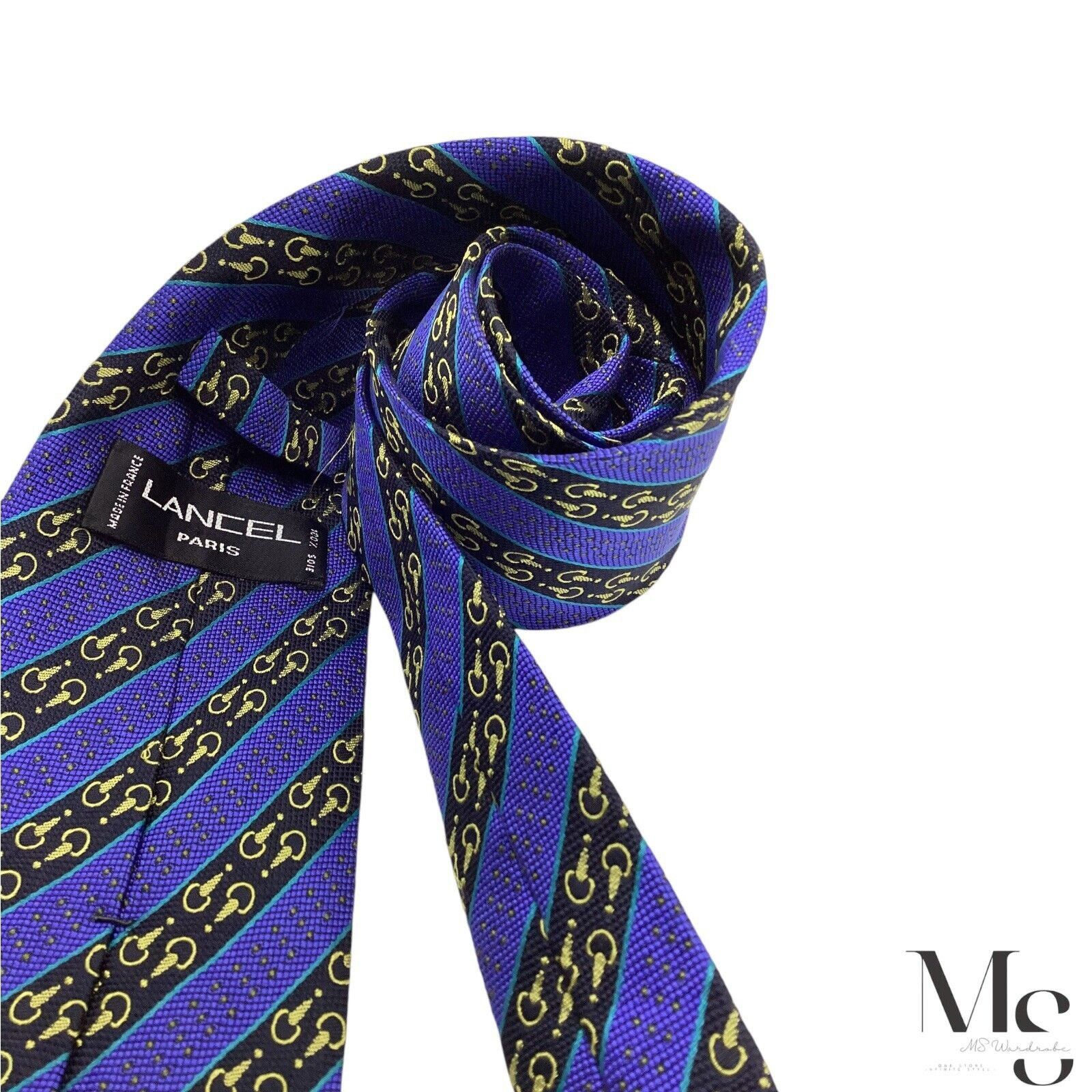 Lancel LANCEL PARIS XL Blue Striped With Snaffle Silk Tie Made In F Size ONE SIZE - 5 Thumbnail