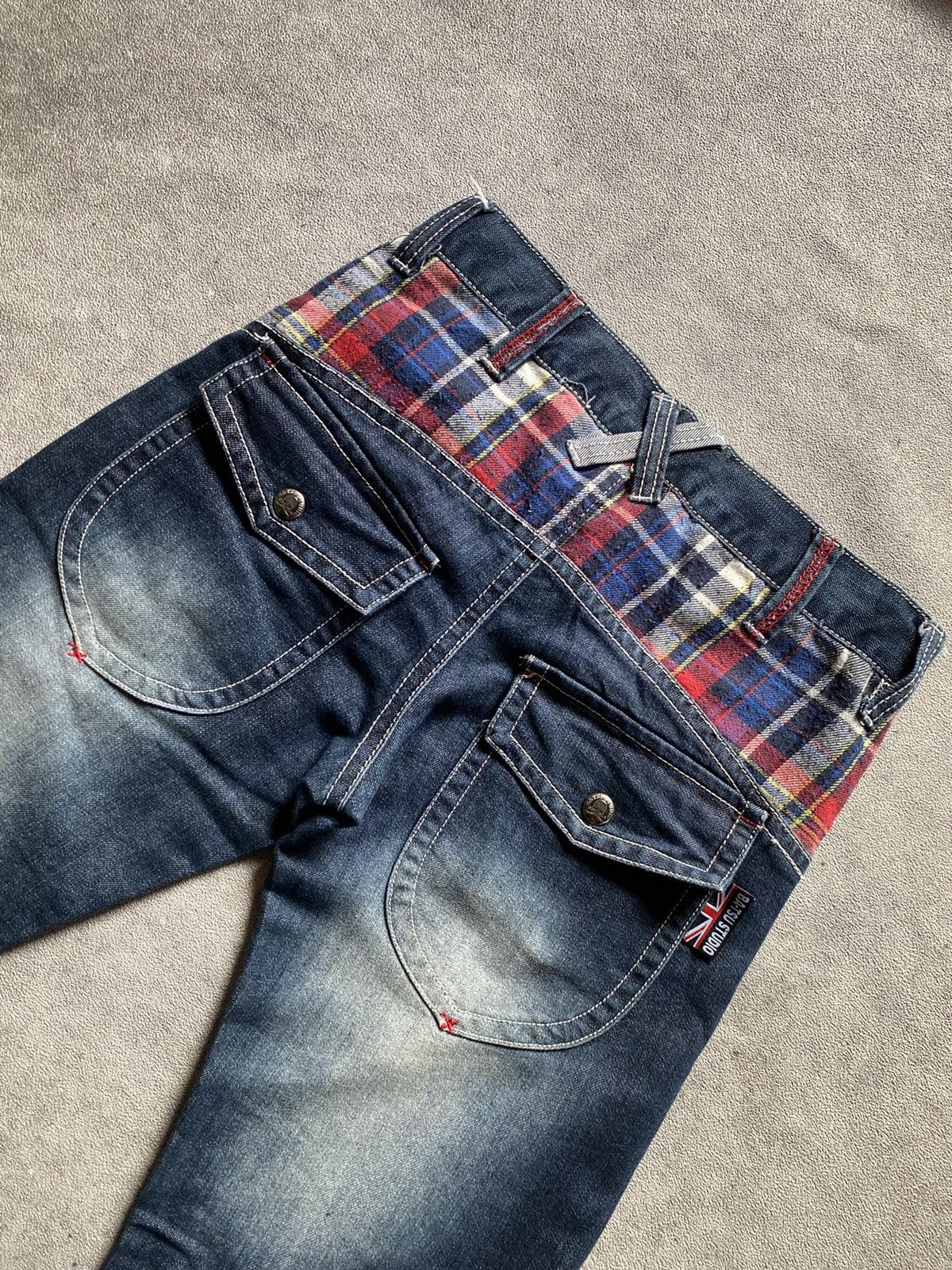 Japanese Brand 2000s Bat-su Studio Plaid Washed Denim - Punk Style Size US 26 / EU 42 - 3 Thumbnail