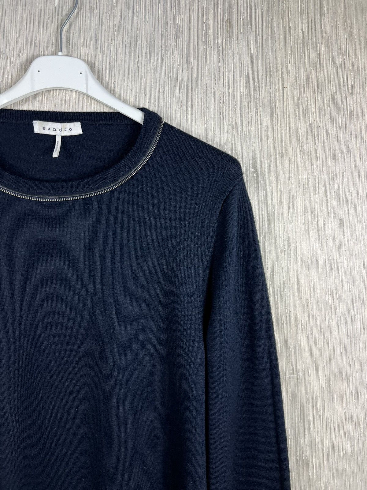 Sandro Archive Sandro Paris merino wool zipper neck sweater navy Size US L / EU 52-54 / 3 - 4 Thumbnail