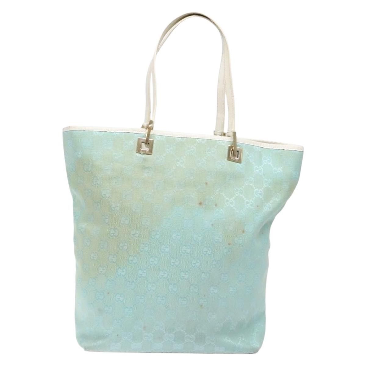 Gucci GUCCI GG Canvas Tote Bag Turquoise Blue Gold 002 002 Size ONE SIZE - 3 Thumbnail