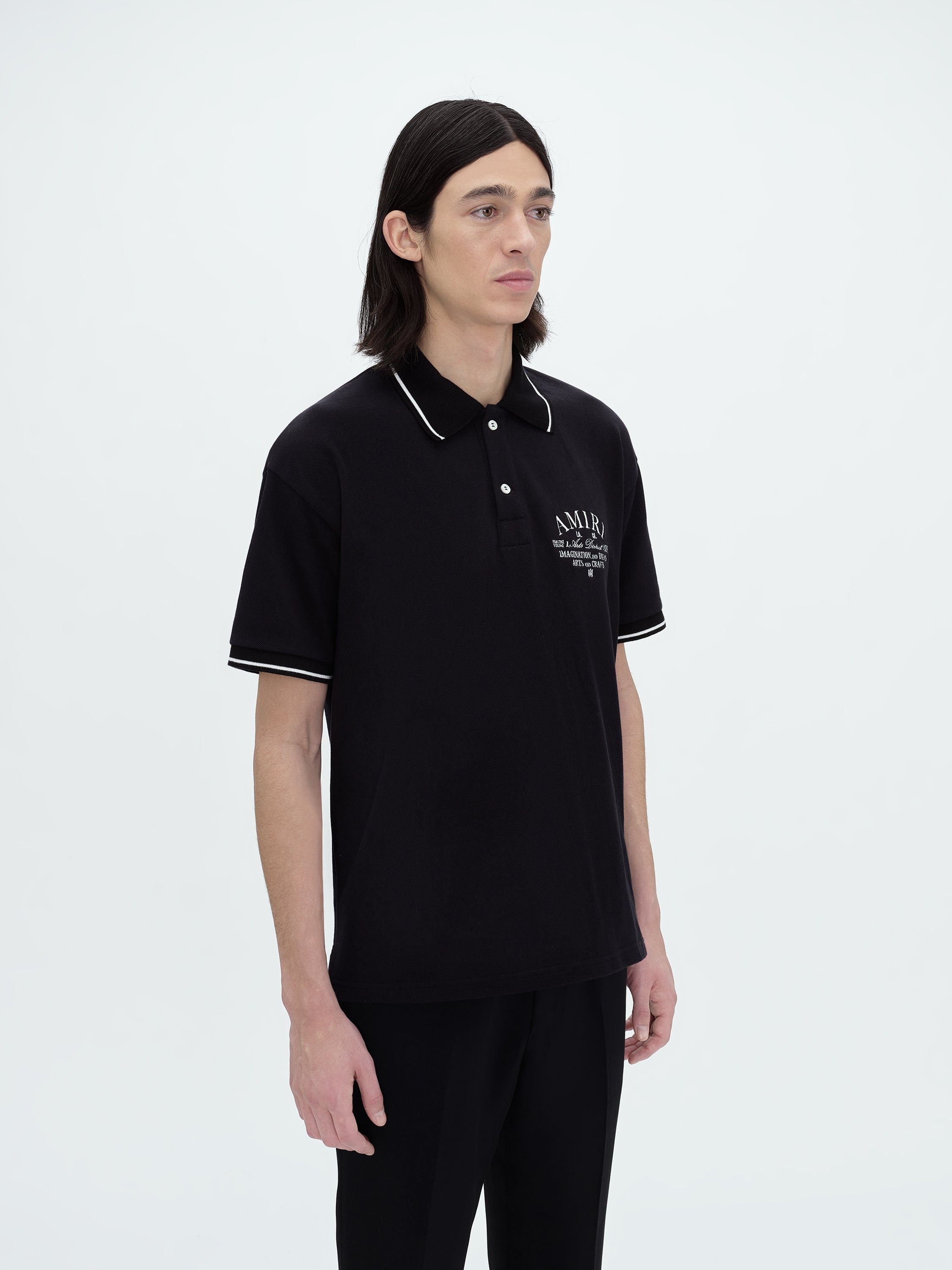 Amiri o1s1wg110825 Arts District Pique Polo Shirt in Black Size US XL / EU 56 / 4 - 3 Thumbnail
