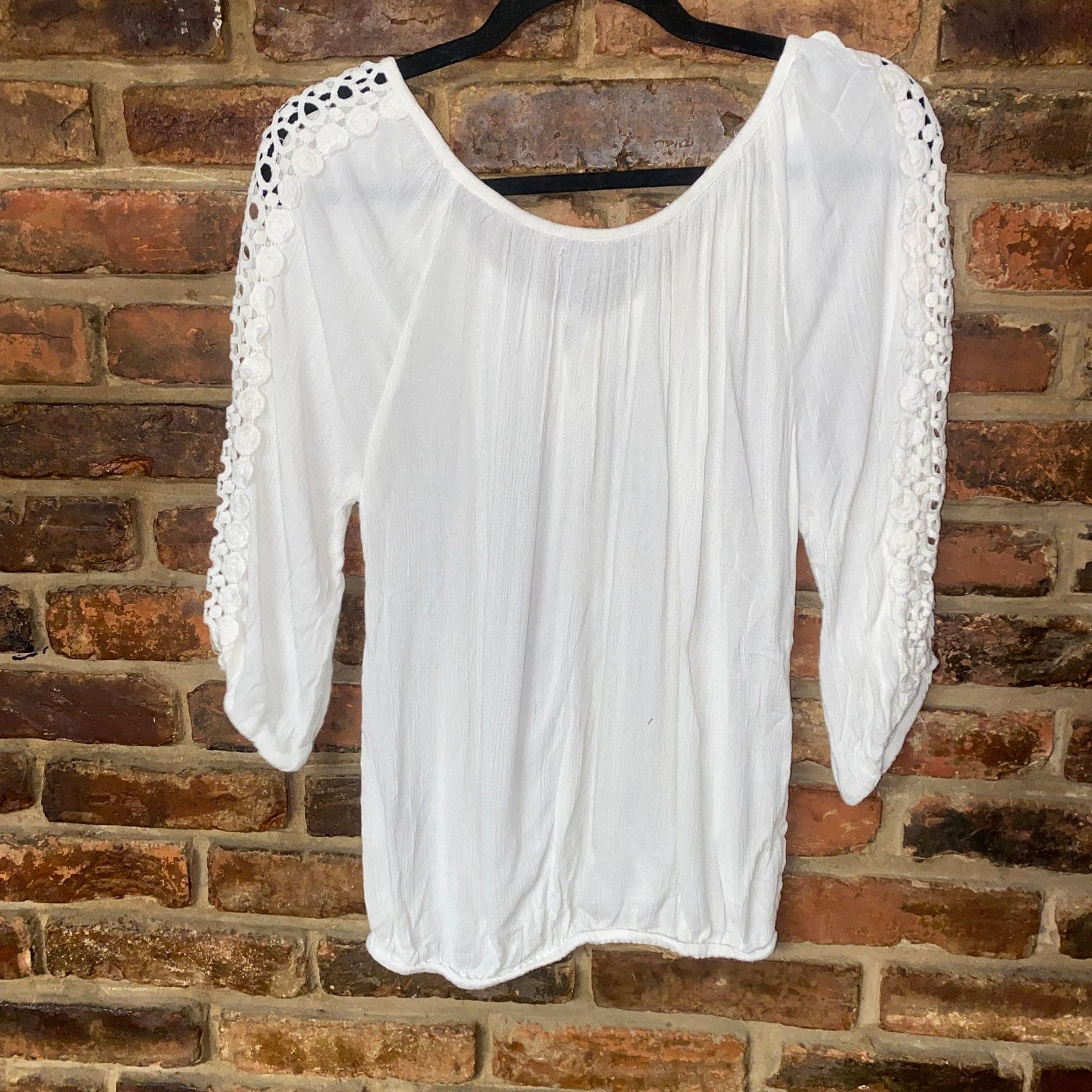 Other Mimi White Tie Bust Crochet Long Sleeve Blouse Size Large Size L / US 10 / IT 46 - 5 Thumbnail