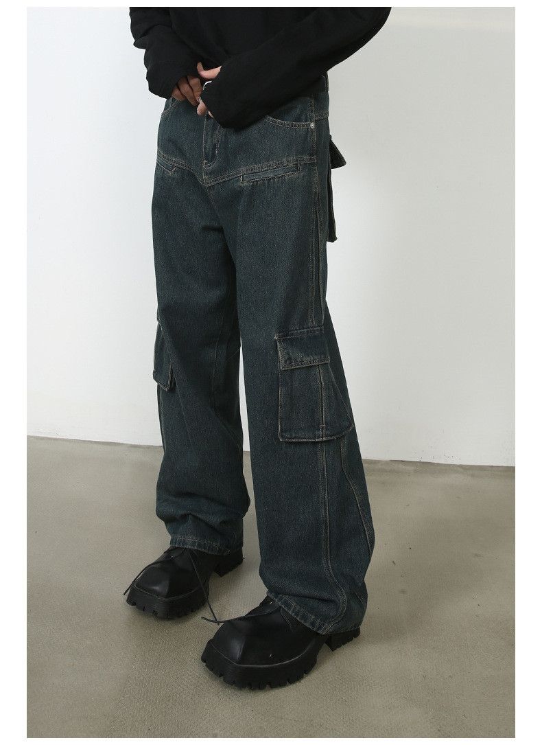Japanese Brand × Jean Multi-pocket American washed distressed loose cargo jeans Size US 32 / EU 48 - 3 Thumbnail