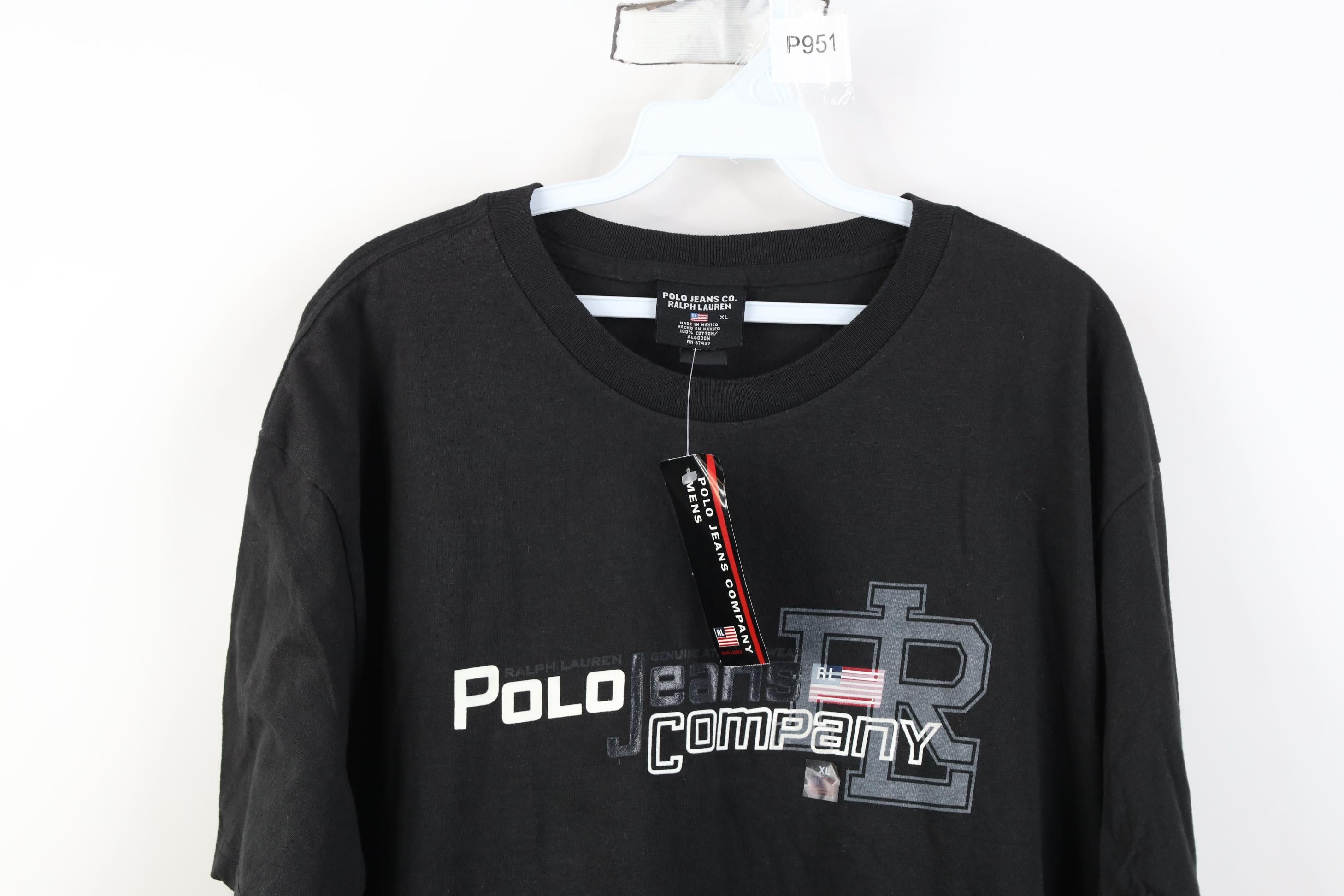 Polo Ralph Lauren Deadstock Vintage 90s Ralph Lauren Monogram T-Shirt Black Size US XL / EU 56 / 4 - 2 Thumbnail