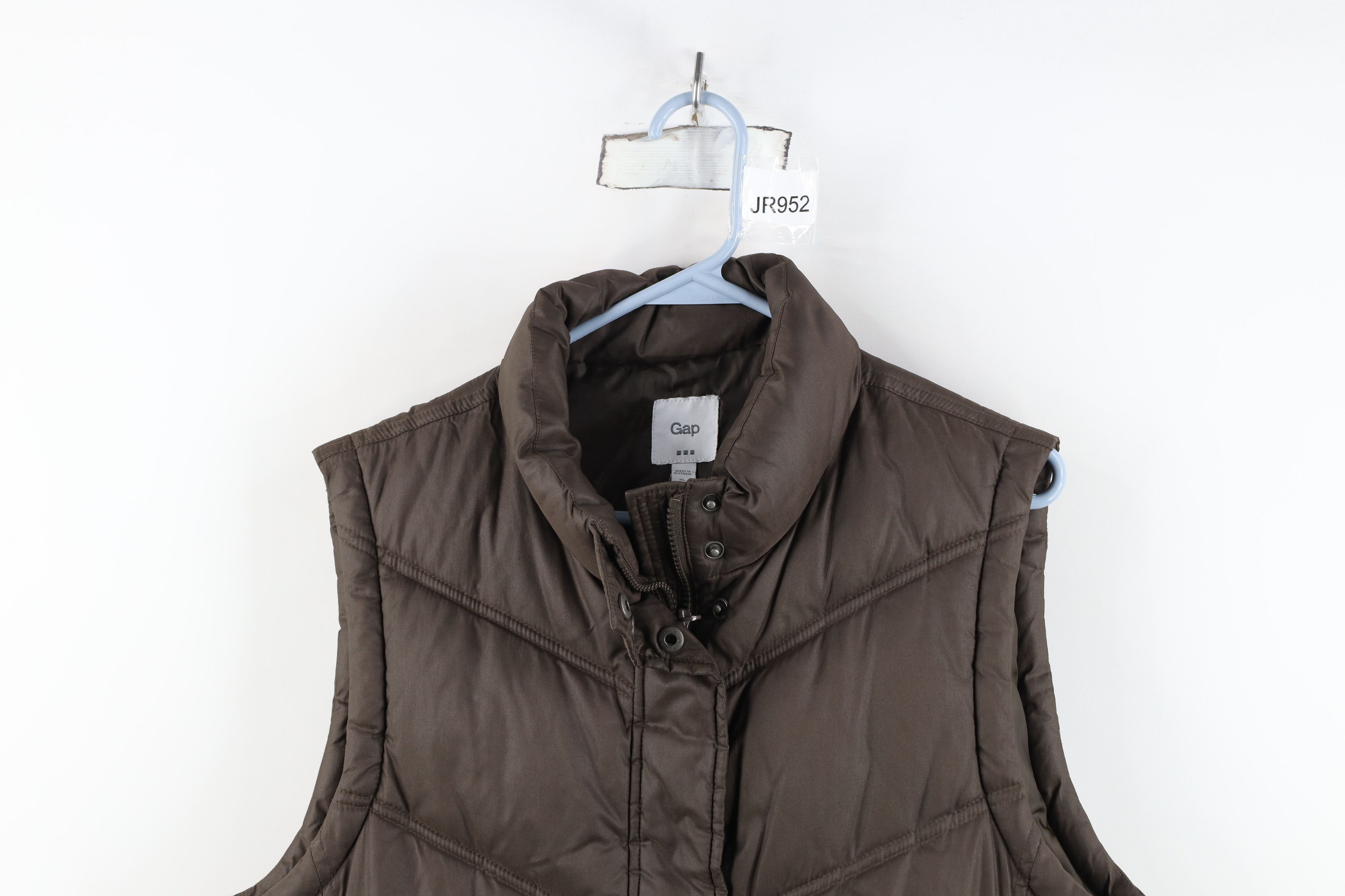 Vintage Y2K Gap Blank Full Zip Puffer Vest Jacket Brown