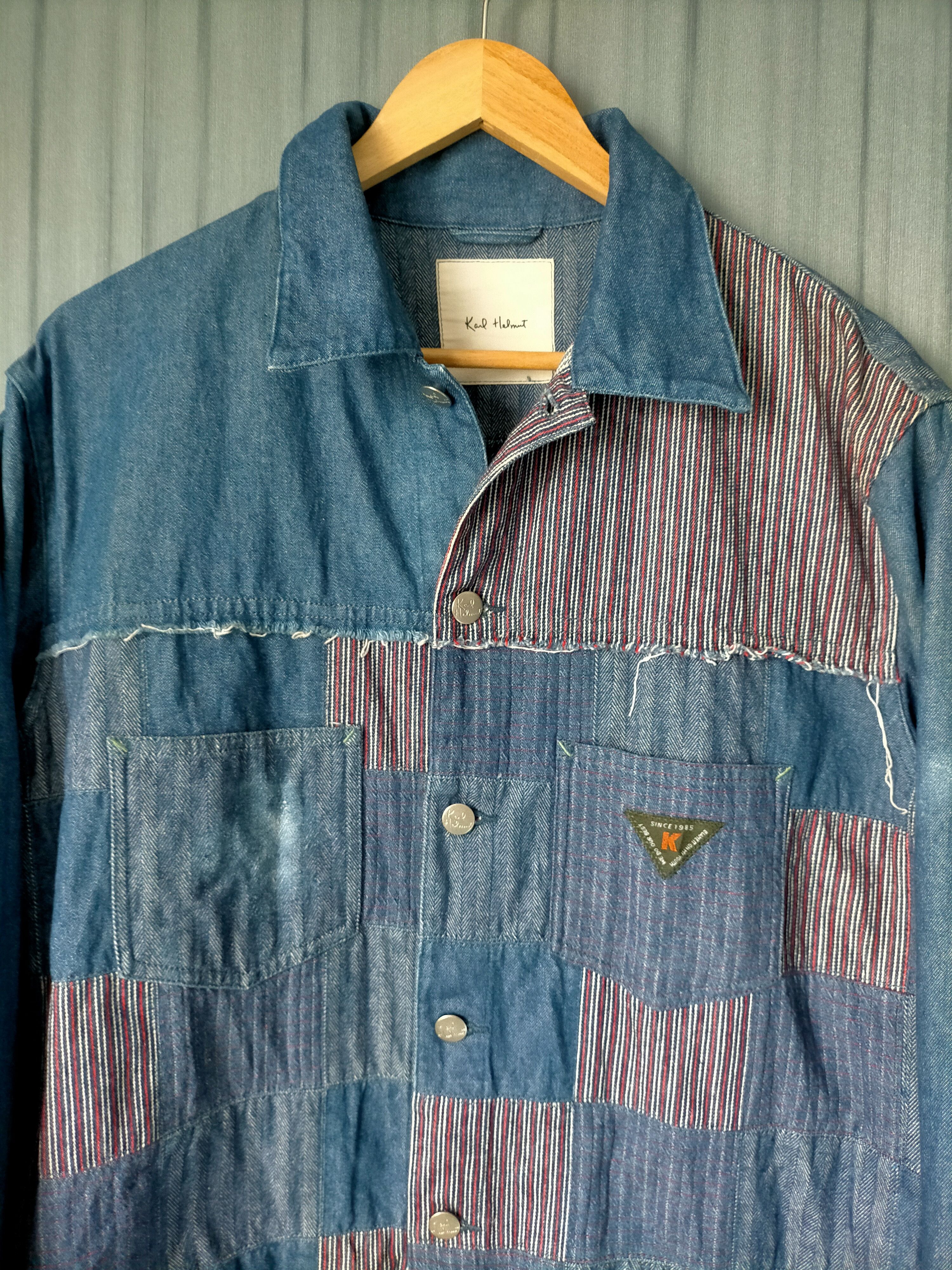 Japanese Brand Karl Helmut Patchwork Trucker Jacket Jeans Size US L / EU 52-54 / 3 - 5 Thumbnail