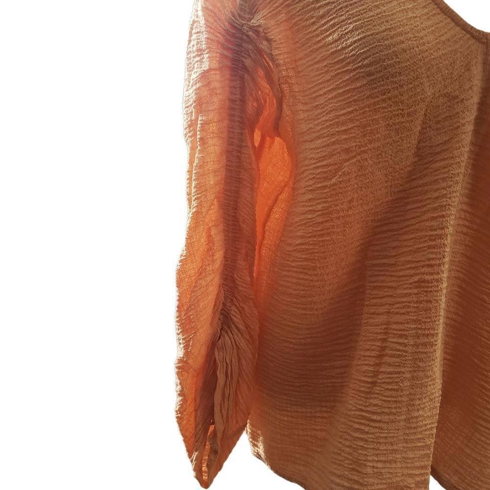 Zara CT1121a Zara Peach Lafies Blouse with Rauched Sleeves Large Size L / US 10 / IT 46 - 5 Thumbnail