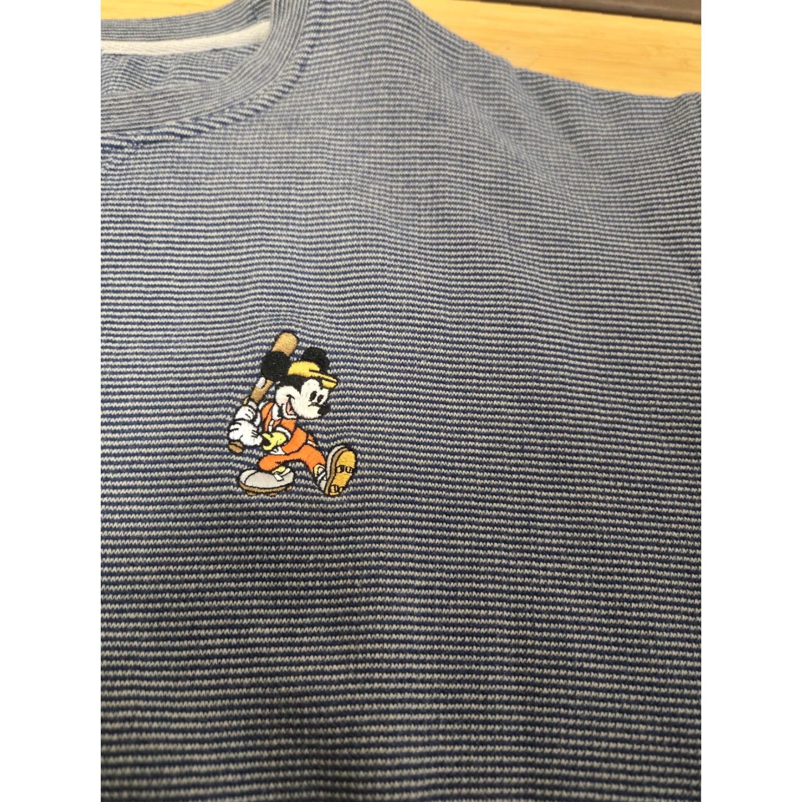 Disney Walt Disney World Mickey Mouse Crewneck Sweatshirt Striped Embroidered Logo Mens L Blue Size US L / EU 52-54 / 3 - 4 Thumbnail