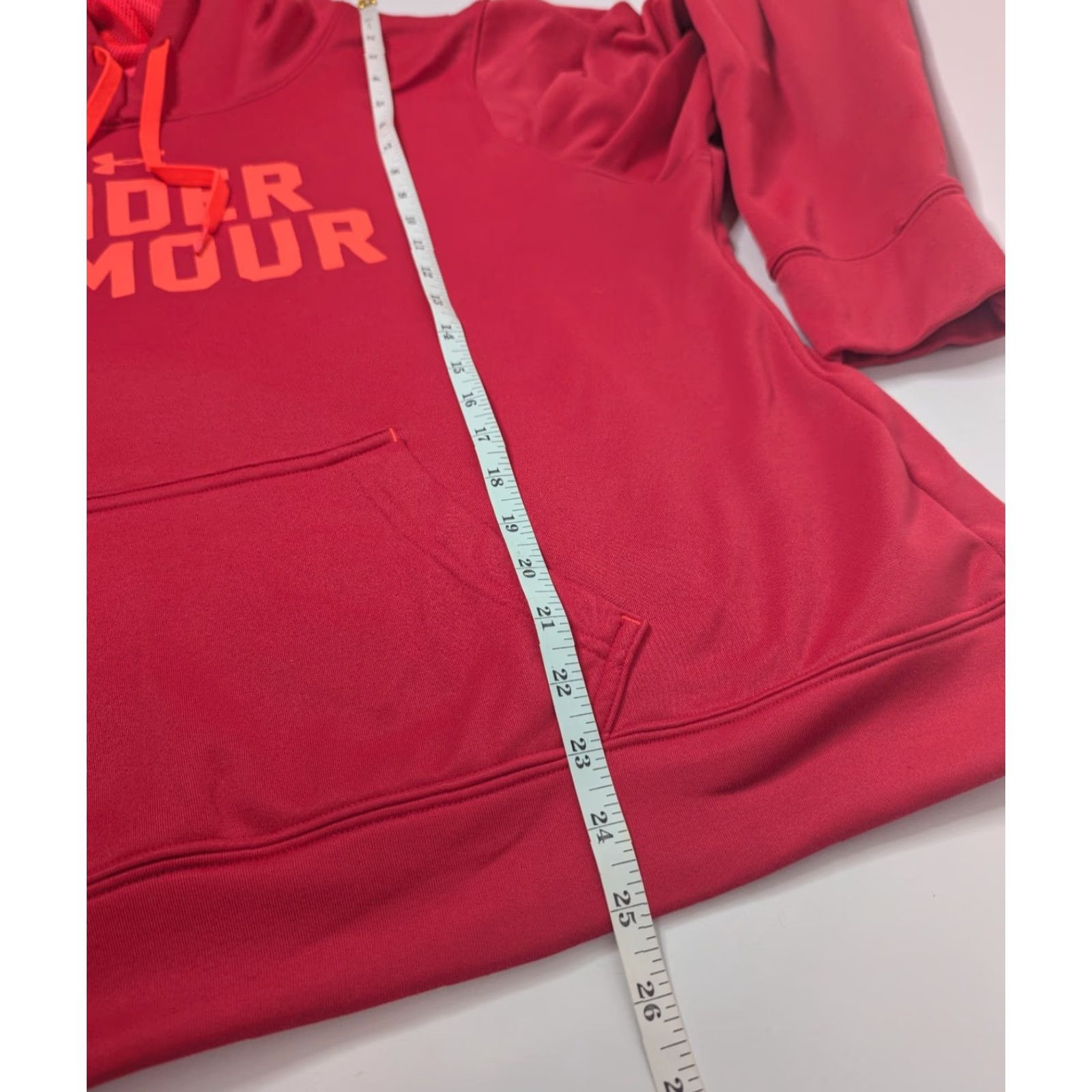 Under Armour Under Armour Battle Hoodie Women’s Large Red/Hot Pink Colorful Semi Fitted Hoodie Sweatshirt - UA Logo, Long Sleeve, Pullover, Casual Activewear Size L / US 10 / IT 46 - 4 Thumbnail