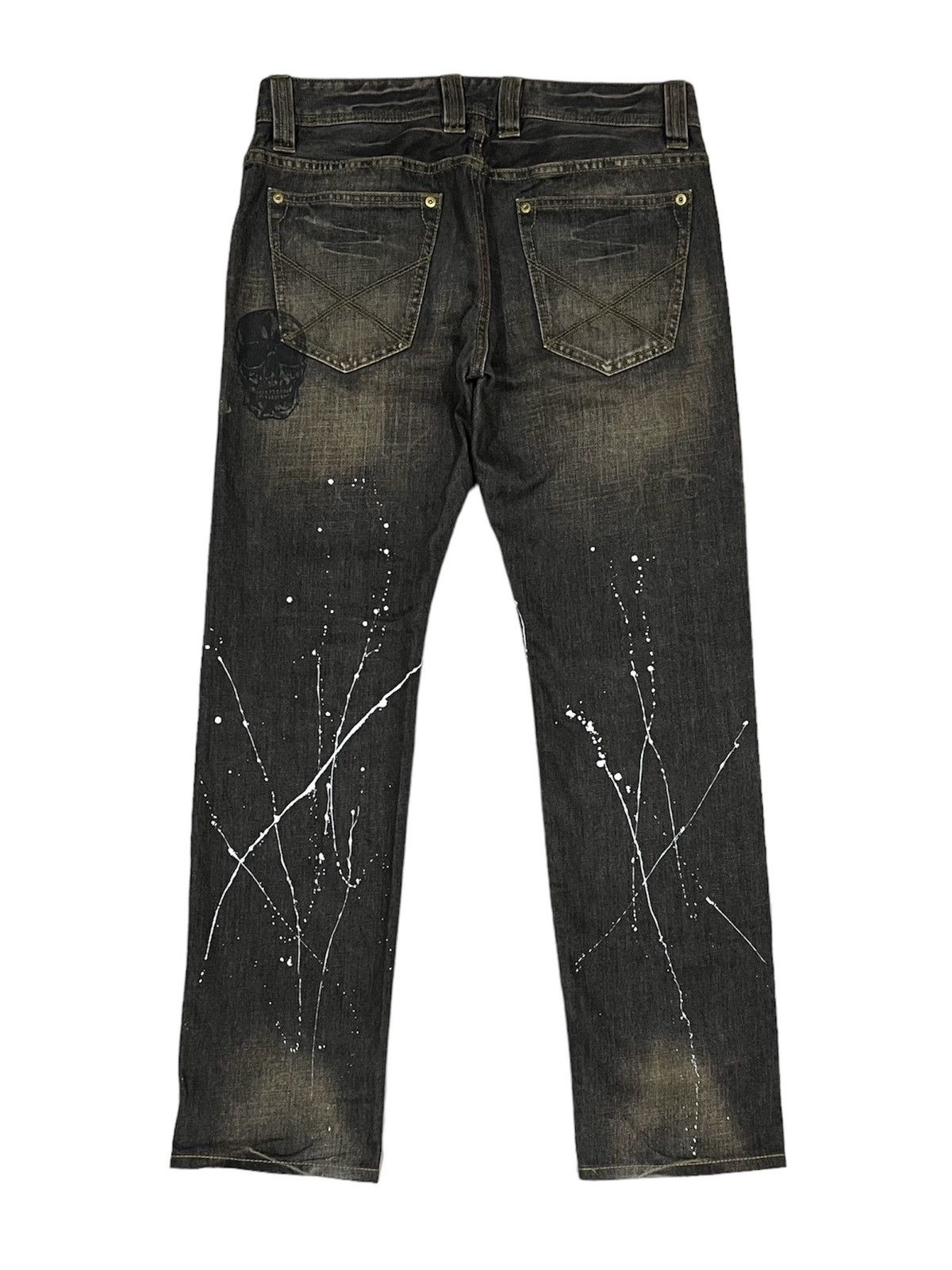 Japanese Brand Punk Skulls Design by RATTLE TRAP Distressed Denim Size US 34 / EU 50 - 2 Thumbnail