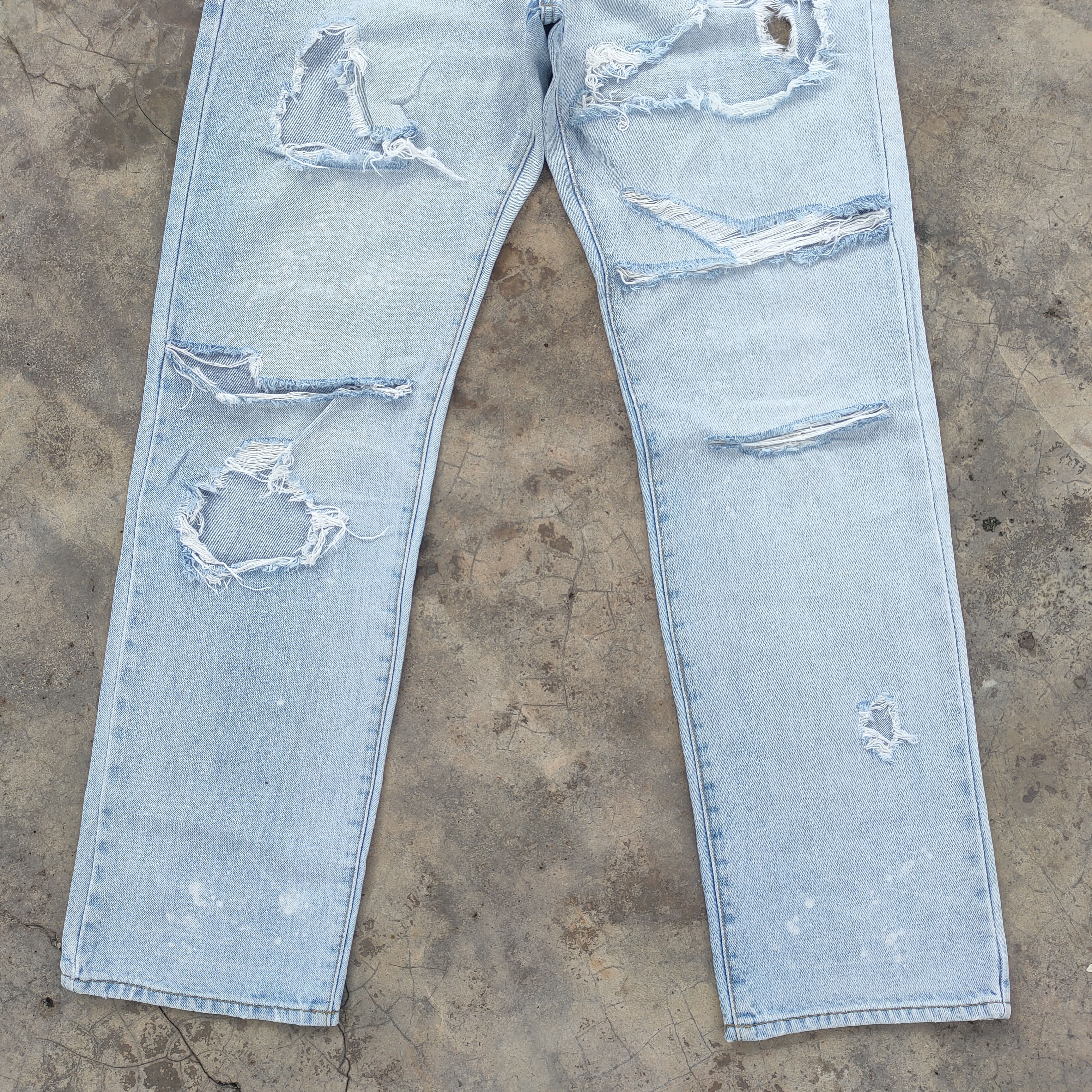 VINTAGE JAPANESE DOUBLE WAIST DISTRESSED JEANS DENIM PANTS Menswear