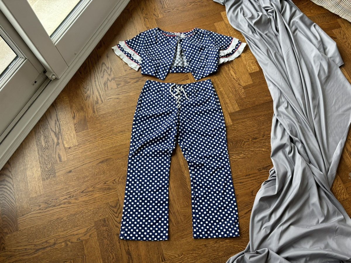 Sears × Vintage 1970s Polka Dot Beach Set 70s Vintage Suit Two Piece Track Size 34S - 16 Thumbnail