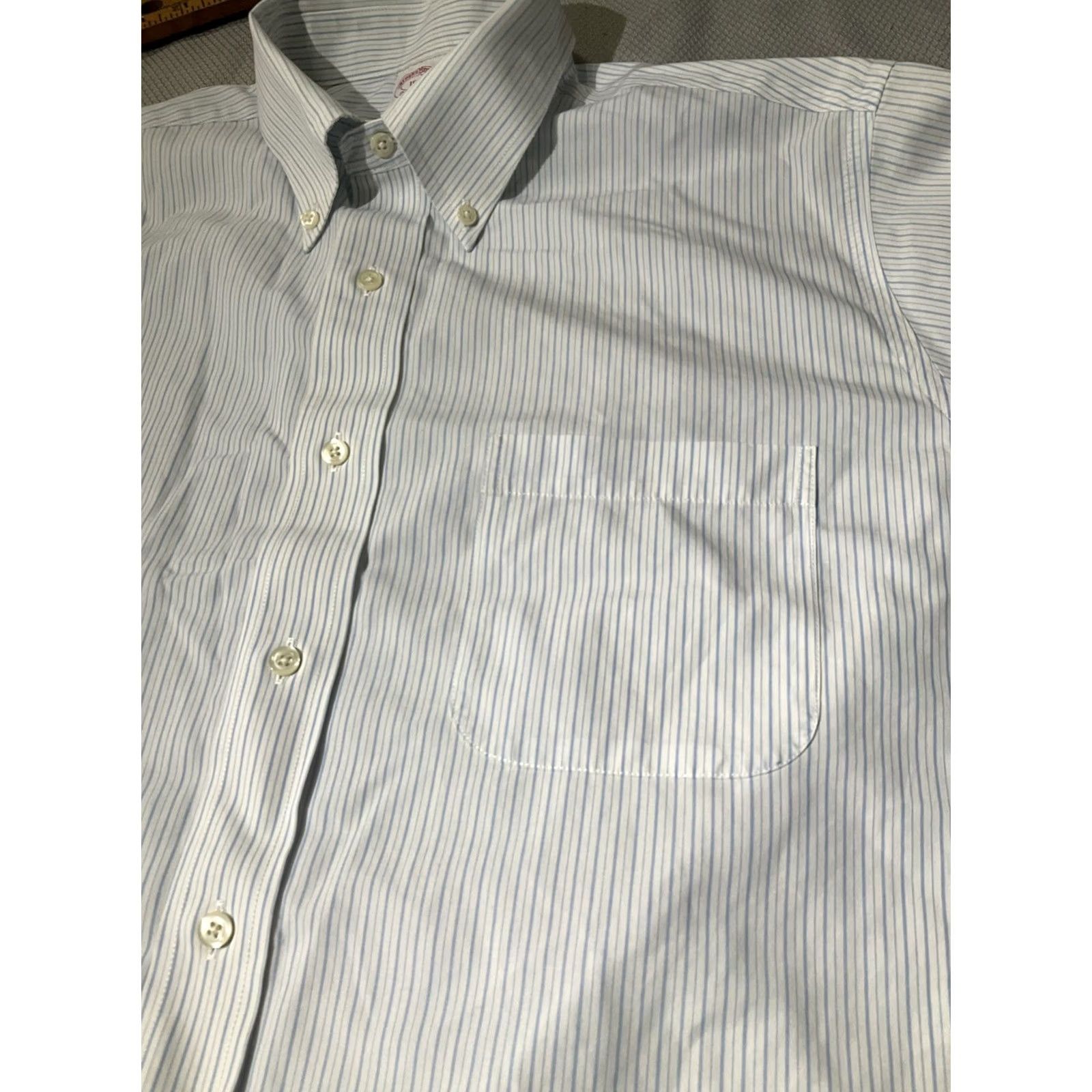 Brooks Brothers Brooks Brothers Shirt Mens 15.5 White Blue Striped Button Down Non Iron Preppy Dress Shirt Regular Fit Long Sleeve Casual Formal Workwear Size US L / EU 52-54 / 3 - 4 Thumbnail