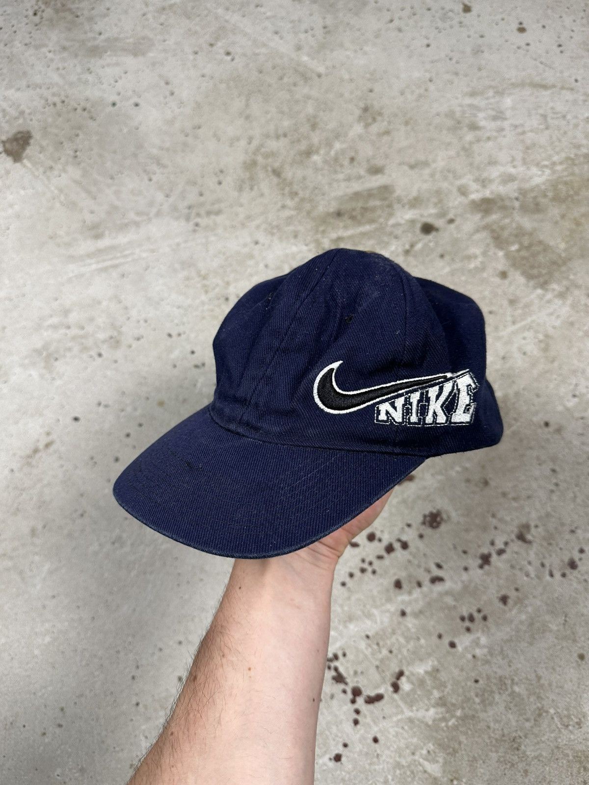 Nike Vintage 90s Nike Multi Logo Navy Hat Boot rare Size ONE SIZE - 1 Thumbnail