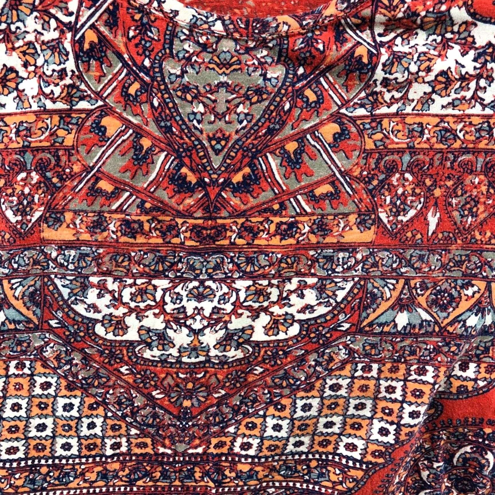 Lucky Brand VINTAGE Lucky Brand Boho Print T-Shirt Womens 1X Short Sleeve Cotton Red Bohemian Festival Beach Summer Retro Size XL / US 12-14 / IT 48-50 - 5 Thumbnail