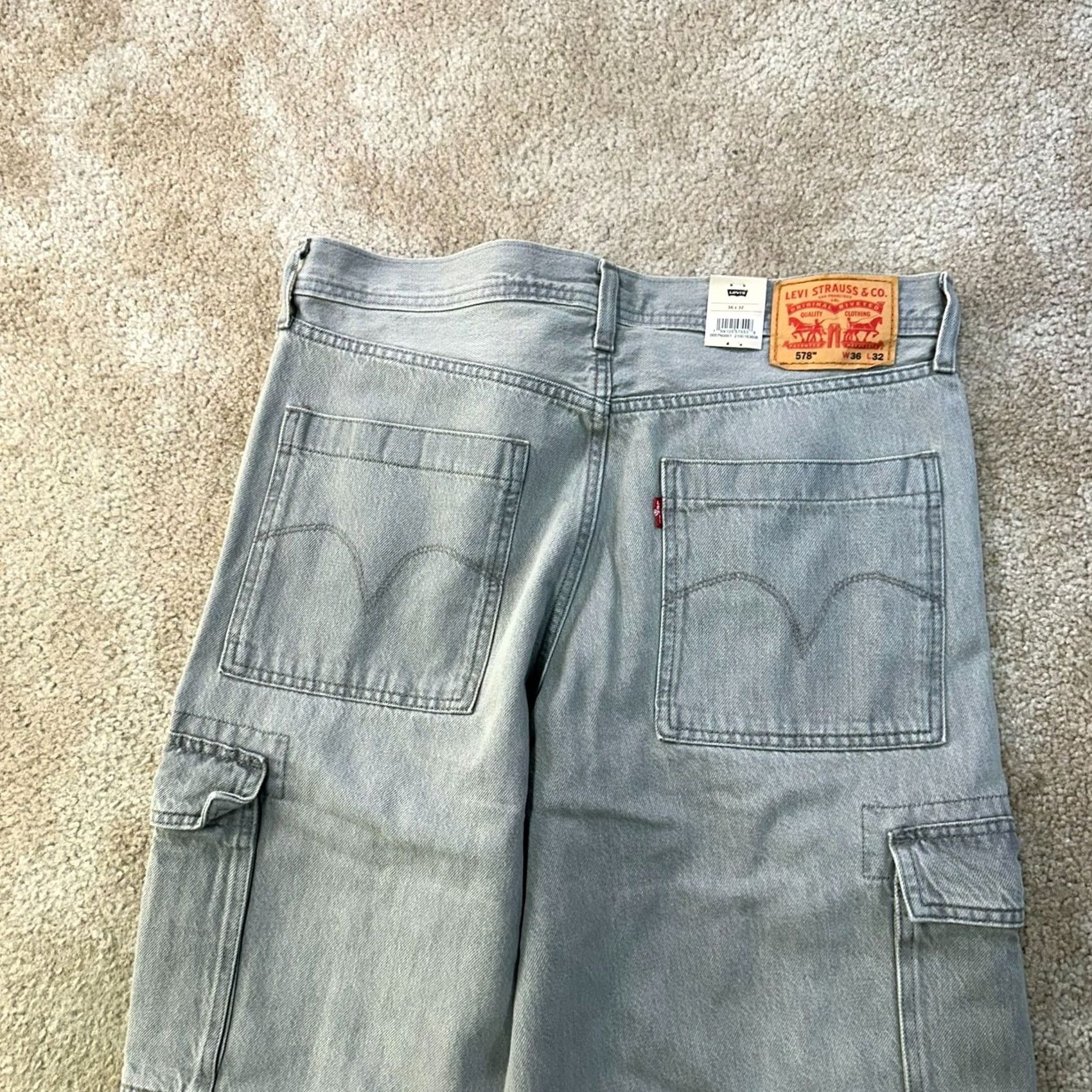 Levi's Levi's 578 Baggy Cargo Jeans Men 36x32 Gray Denim Cotton Vintage No 90s Accessories Pockets Baggy Relaxed Regular Wide-Leg Zip Front Size US 36 / EU 52 - 7 Thumbnail
