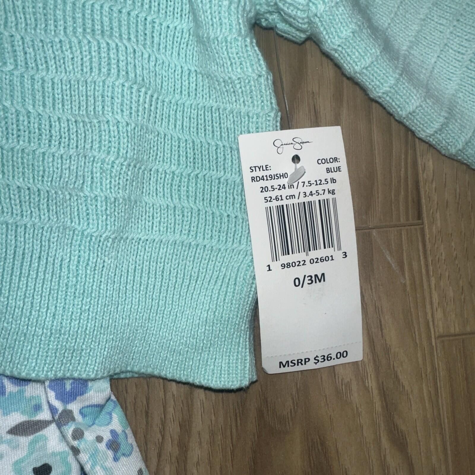 Other Jessica Simpson Baby Blue Teal Sweater Body Suit 0-3 Months Size ONE SIZE - 3 Thumbnail