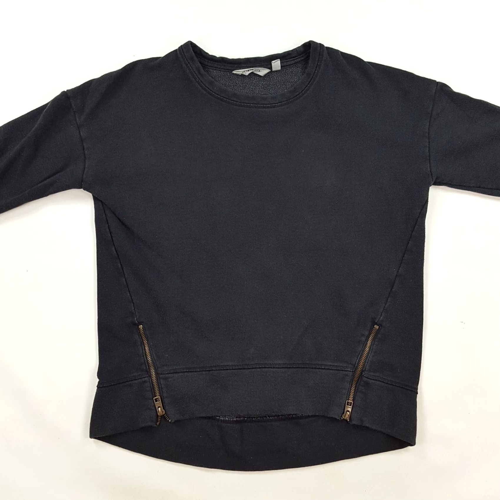 Athleta Athleta Womens XS Black Side Zip Crewneck Sweatshirt Athleta Shirt Adult XS Black Athletic Retro Size XS / US 0-2 / IT 36-38 - 4 Thumbnail