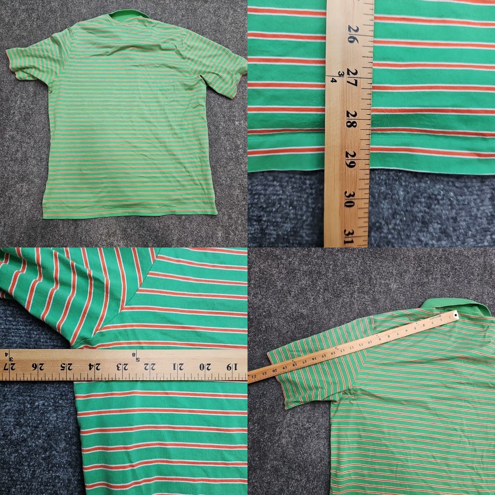 Polo Ralph Lauren Polo Ralph Lauren Polo Golf Shirt Men XL Green Stripe Logo X-large White Orange, Casual, Cotton Knit, Short Sleeve Size US XL / EU 56 / 4 - 8 Thumbnail