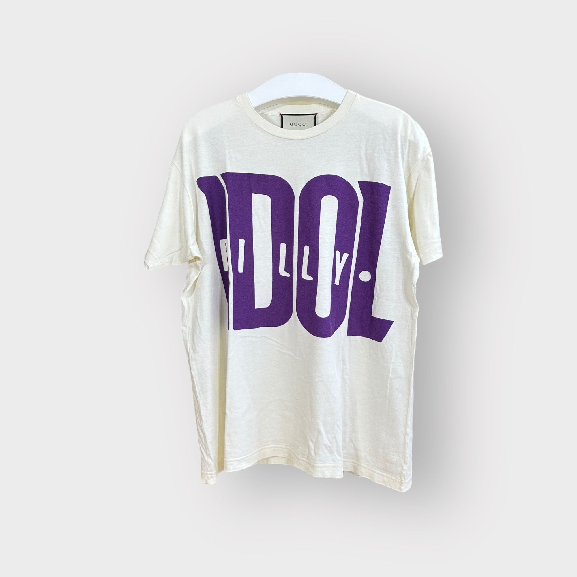 image of Gucci T-Shirt Idol Ivory And Purple Logo, Men's (Size XS)