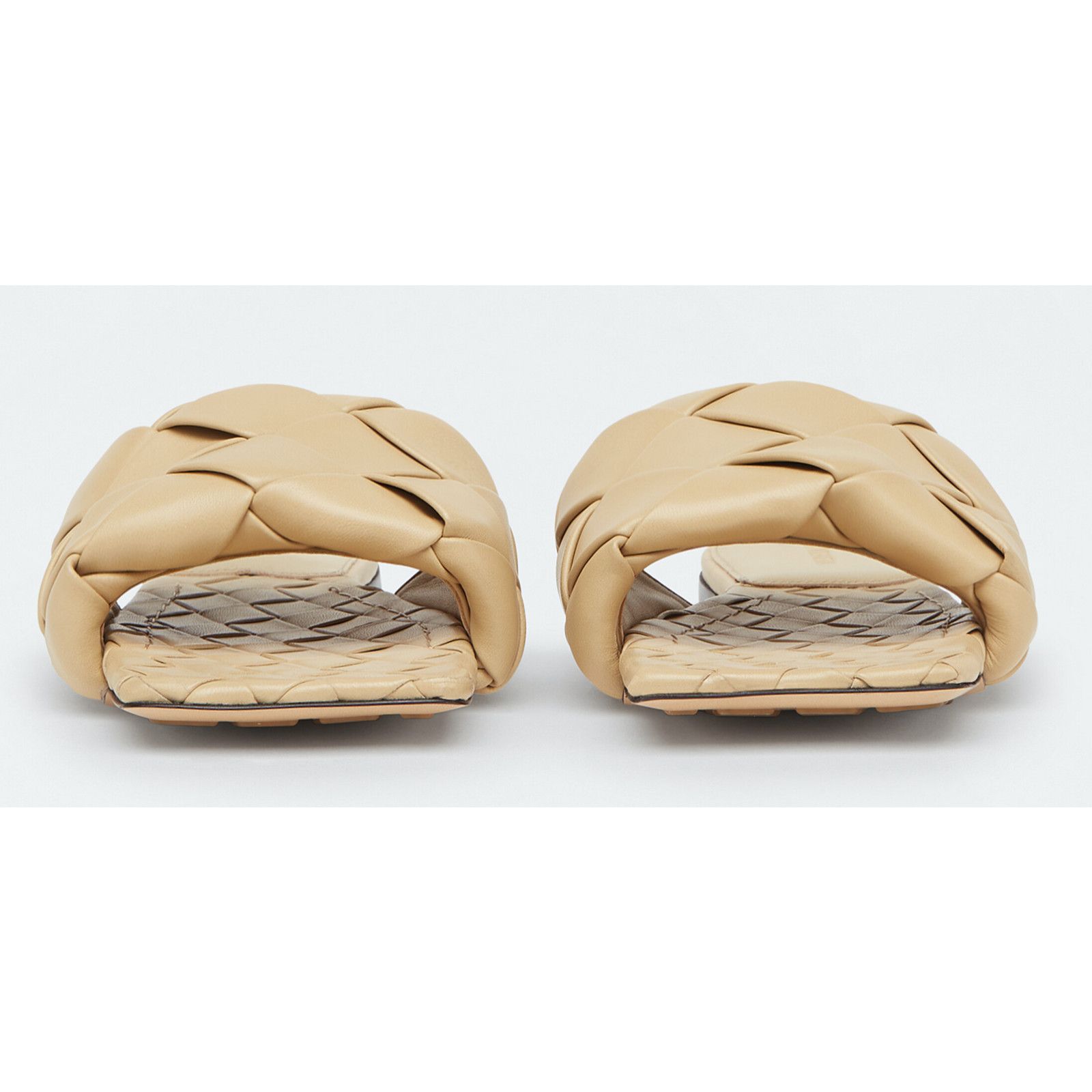 Bottega Veneta Bottega Veneta Lido Flat Slides Cane Sugar Beige Intrecciato Size US 10 / IT 40 - 4 Thumbnail