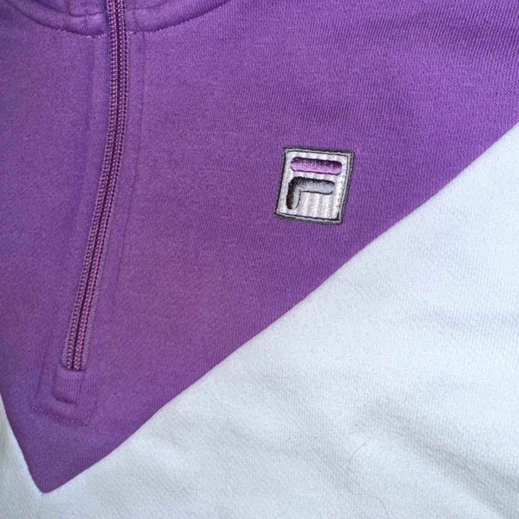 Fila FILA Womens Small Purple Gray Colorblock 1/4 Zip Sweatshirt Y2K Sweatshirt Crew Mock Neck Zip Colorblock Size S / US 4 / IT 40 - 3 Thumbnail
