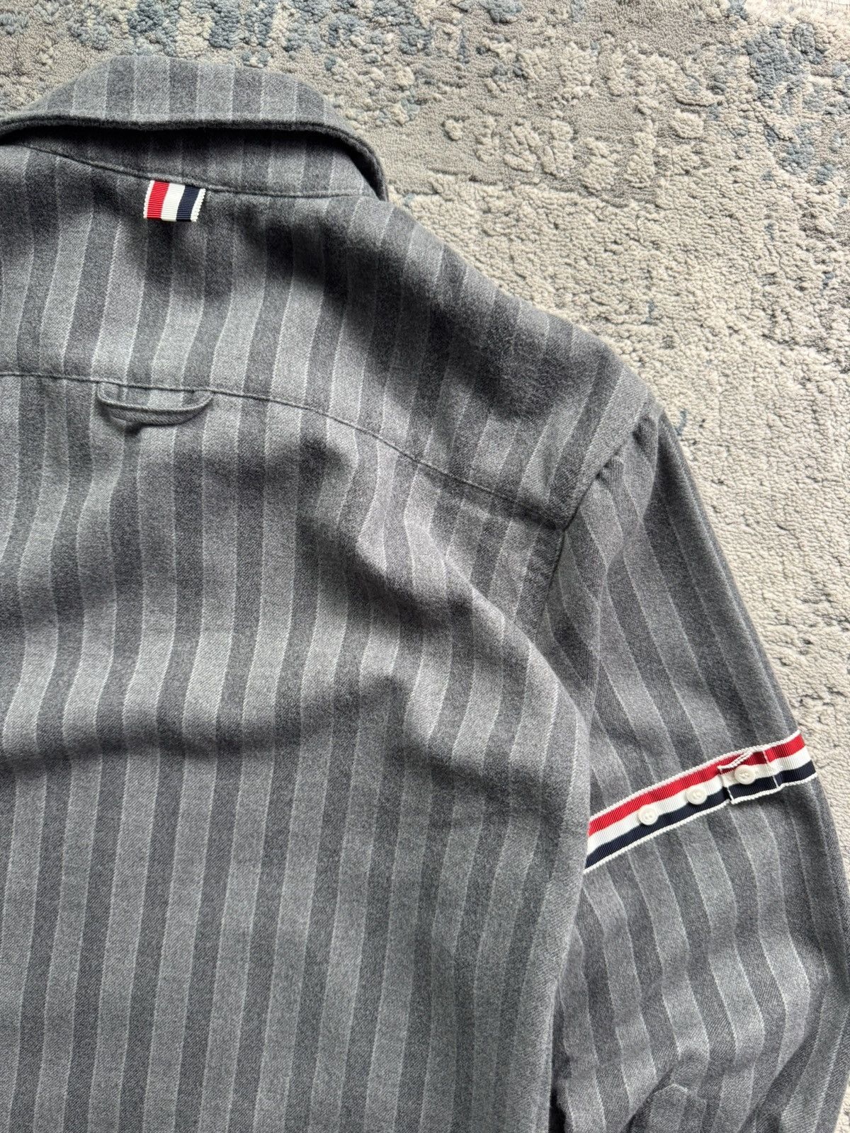 Thom Browne Thom Browne Men Grey Stripped Shirt Size M/L Japan Size US M / EU 48-50 / 2 - 8 Thumbnail