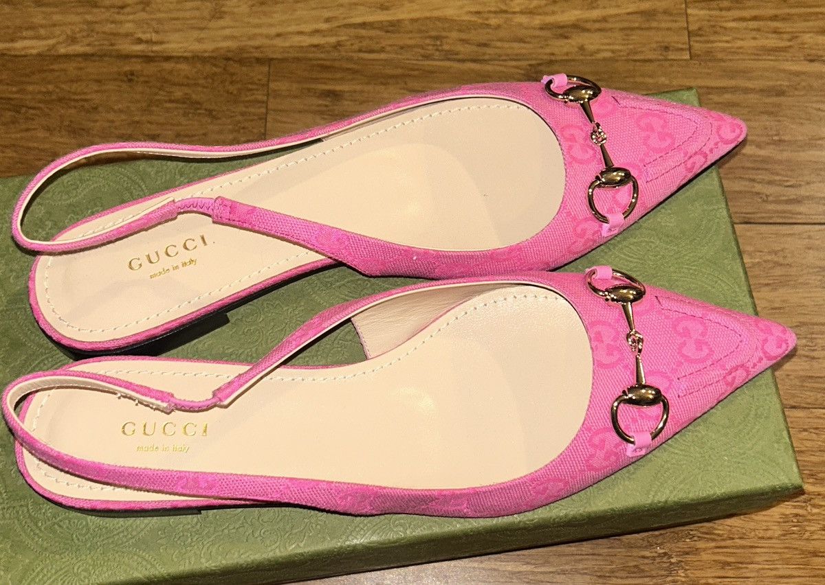 Gucci Gucci Horsebit GG Print Fabric Upper 1.2cm Flats Pink Size US 9.5 / IT 39.5 - 7 Thumbnail