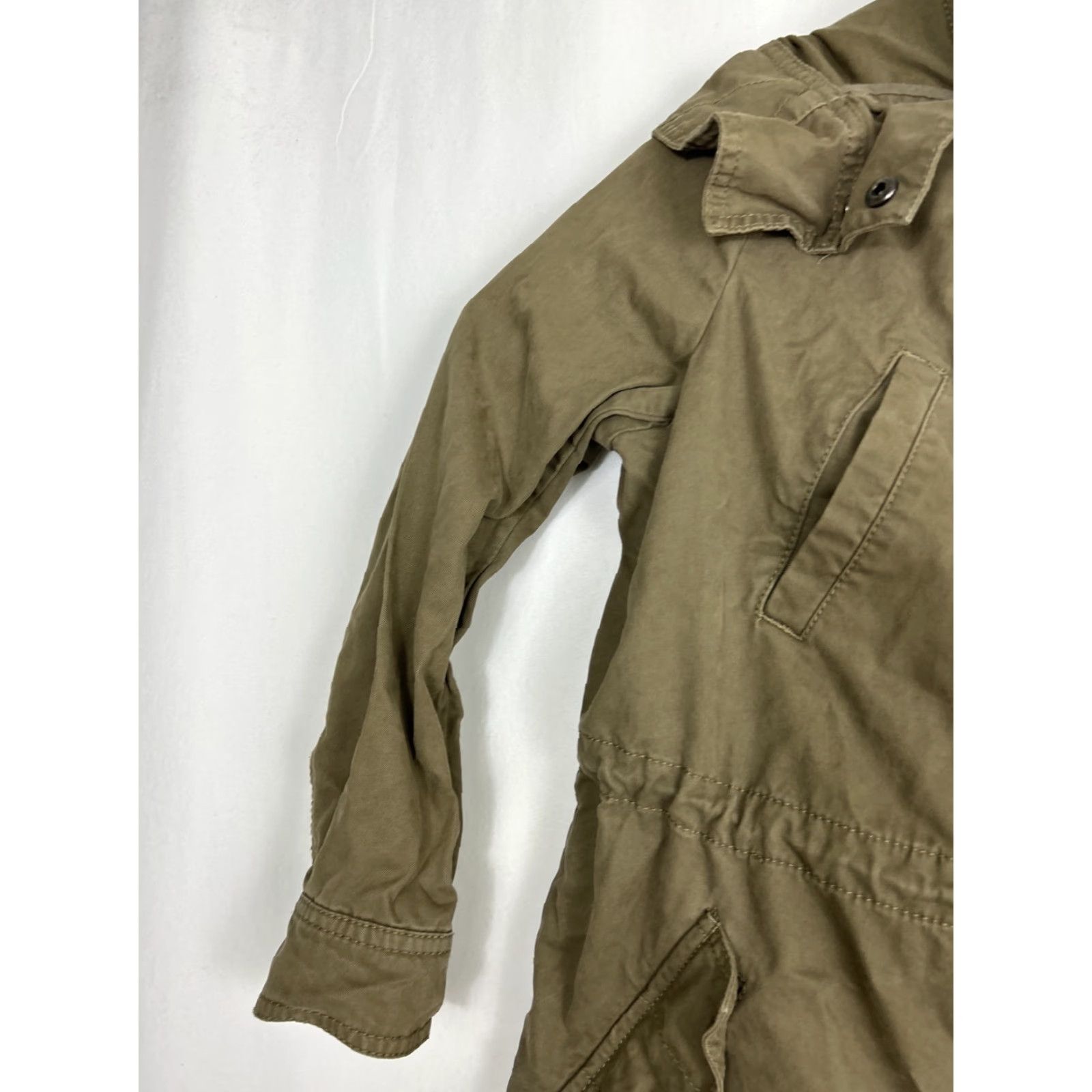 Banana Republic Banana Republic Coat Long Hooded Utility Parka Women's 2XS Petite Green Canvas Cotton Tan Pocketed Size XXS / US 00 / IT 34 - 2 Thumbnail
