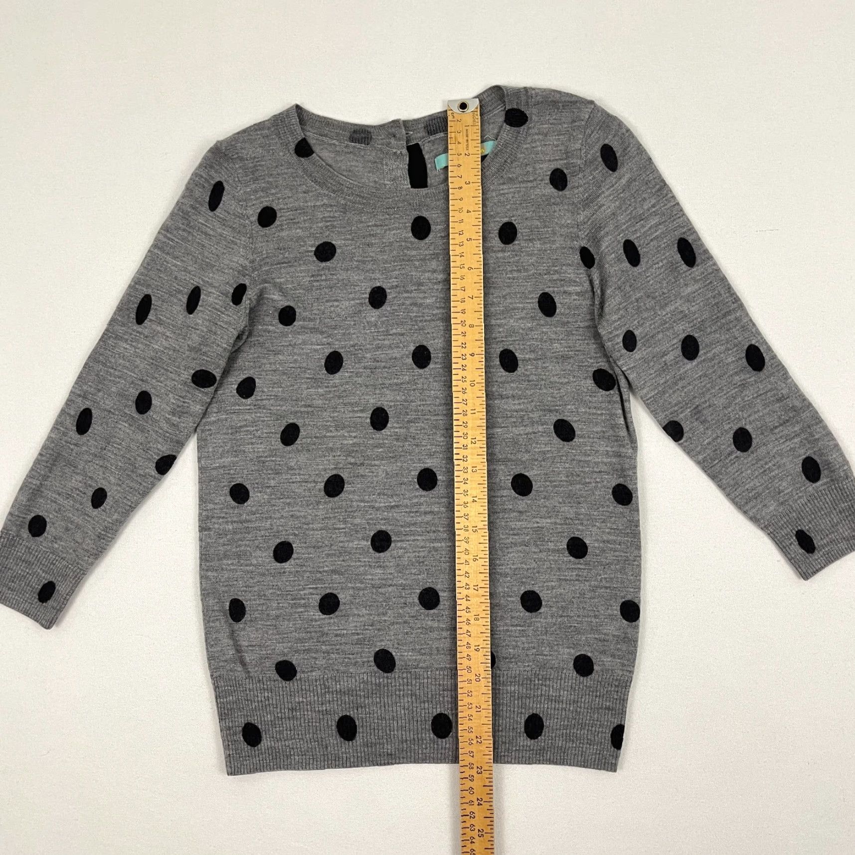 Boden Boden Sweater Womens UK 8 US 4 Wool Gray Black Polka Dot Button Back Pullover Size S / US 4 / IT 40 - 4 Thumbnail