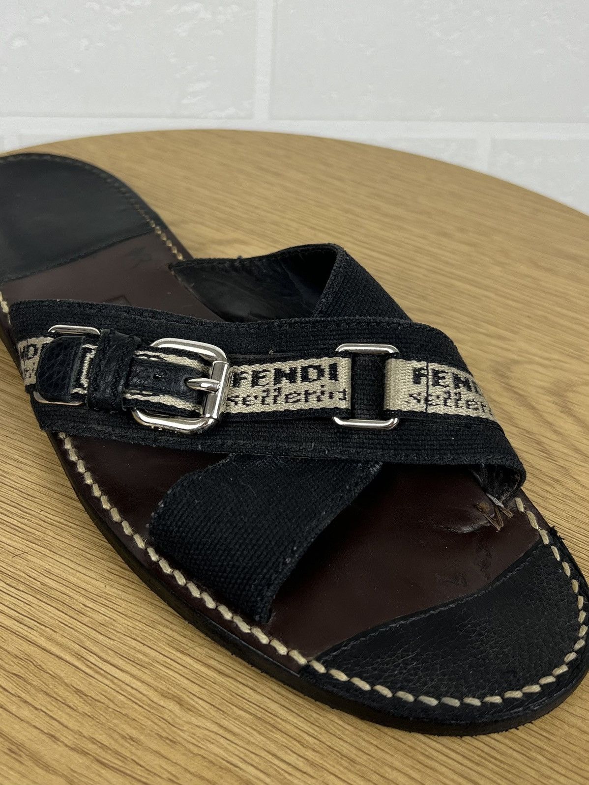 Fendi FENDI Sandals Leather Shoes Straps Black Logo Men’s Size US 9.5 / EU 42-43 - 2 Thumbnail