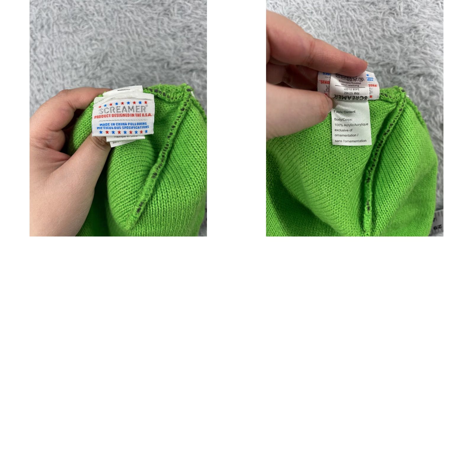 Vintage Screamer Beanie Adult One Size Green Gray Stripe Knit 100% Acrylic Ski Size ONE SIZE - 8 Thumbnail