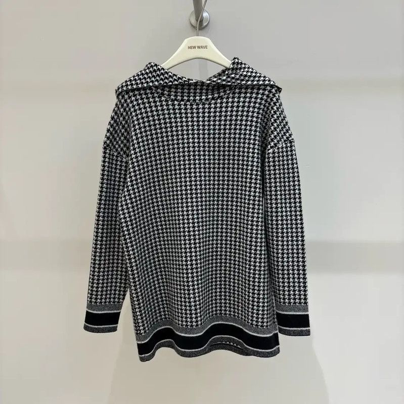 Dior Dior Black Cashmere Houndstooth Long Sleeve Sweater 0089 Size S / US 4 / IT 40 - 1 Thumbnail