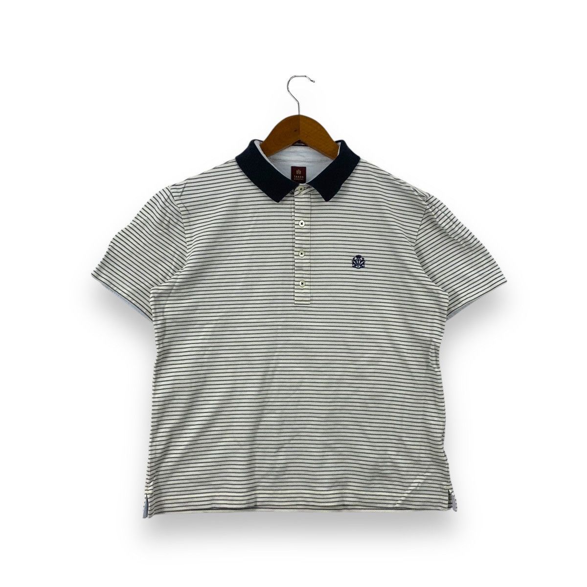 Takeo Kikuchi Vintage TAKEO KIKUCHI JAPAN Crest Logo Striped Polo Tee Size S / US 4 / IT 40 - 1 Thumbnail