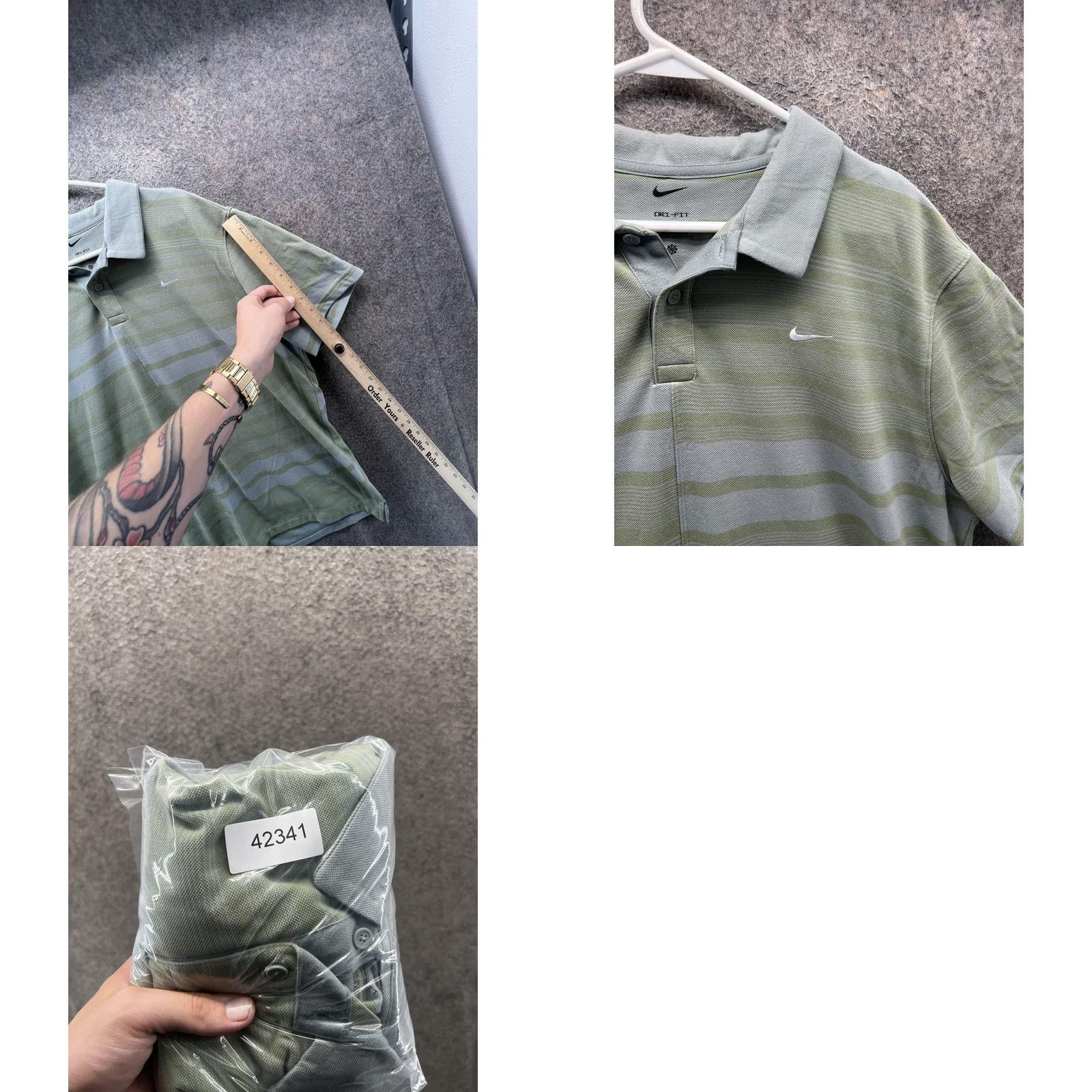 Nike Nike Dri-FIT Polo Shirt Mens XL Green Stripe Golf Short Sleeve Shirt Size US XL / EU 56 / 4 - 8 Thumbnail