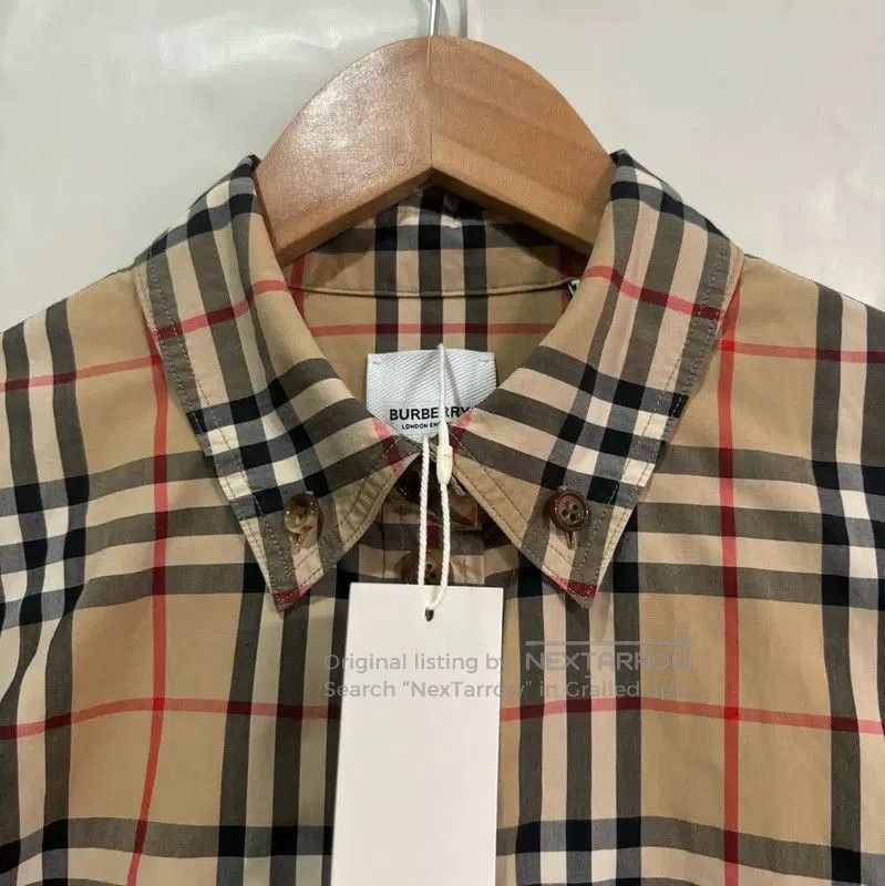 Burberry Burberry Khaki Cotton Check Long Sleeve Shirt. Size S / US 4 / IT 40 - 3 Thumbnail