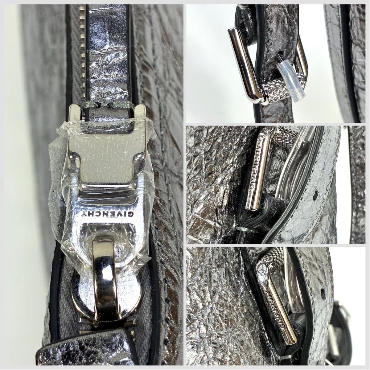 Givenchy Givenchy Small Voyou Laminated Leather Crossbody Bag Silver Size ONE SIZE - 7 Thumbnail