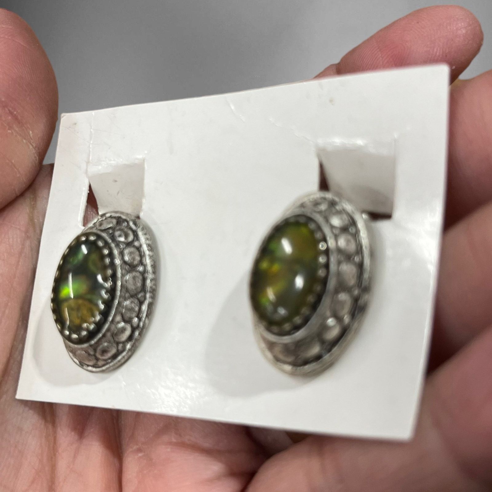 Other Vintage Stone Silver Tone Clip on Earrings Grannycore Jewel Size ONE SIZE - 3 Thumbnail