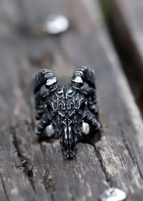 Jewelry Sheep Head Skull Ring Size ONE SIZE - 4 Thumbnail