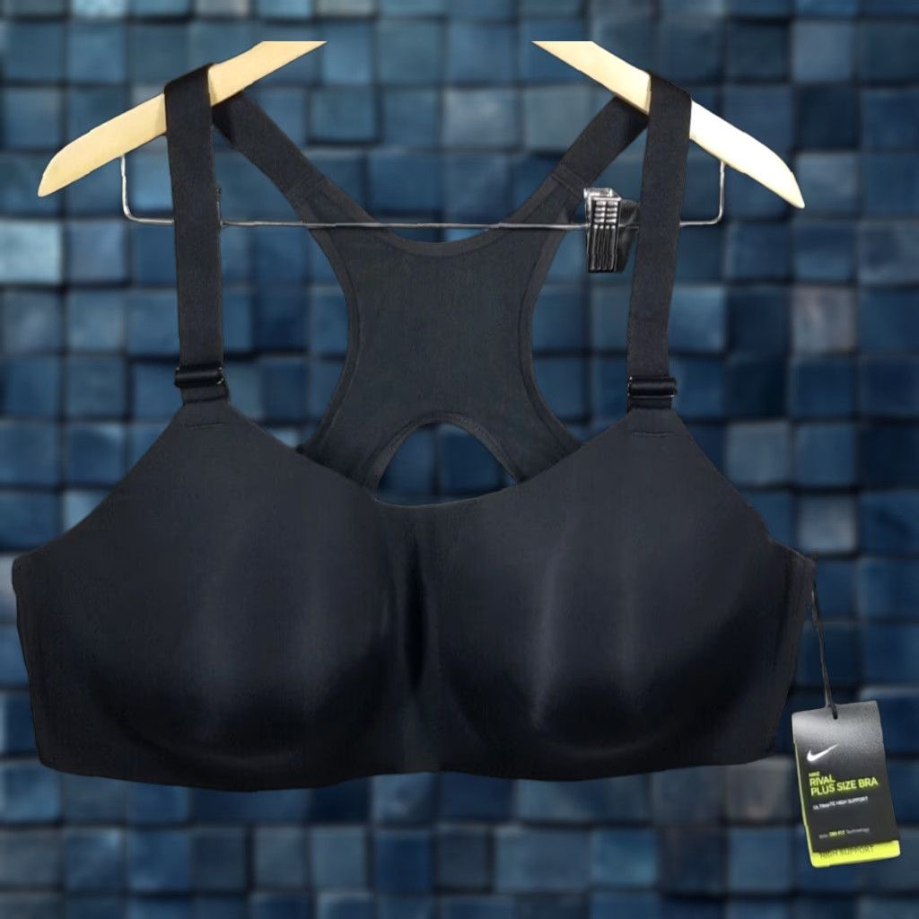Nike VINTAGE Nike Sports Bra Womens Plus Size 44DD High Support Racerback Black Activewear Size ONE SIZE - 1 Thumbnail
