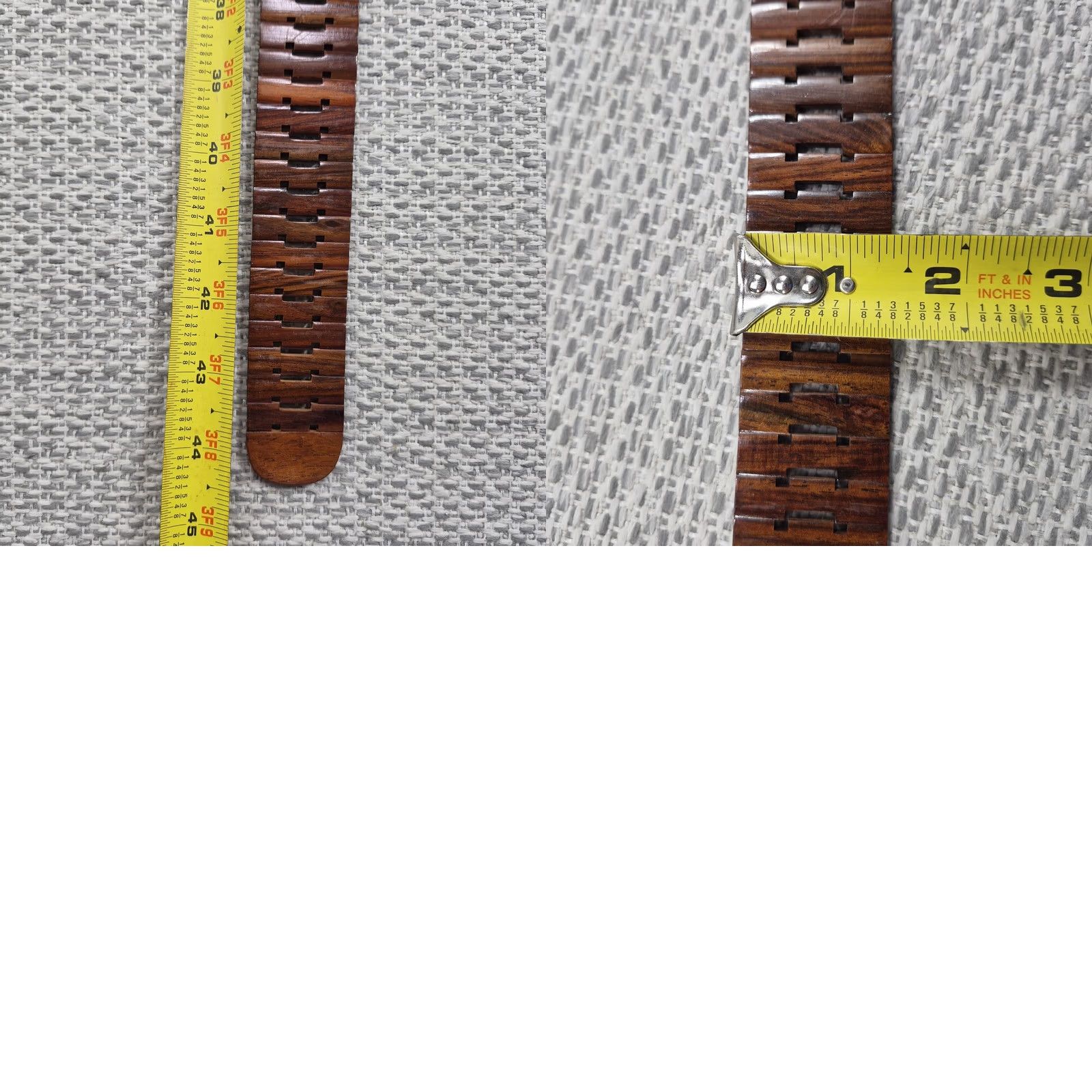 Vintage RARE Tiger Inlay Belt Wood Buckle Adult One Size 44 in. Adjustable Shell Brown Leather? Wood Belt Size ONE SIZE - 8 Thumbnail