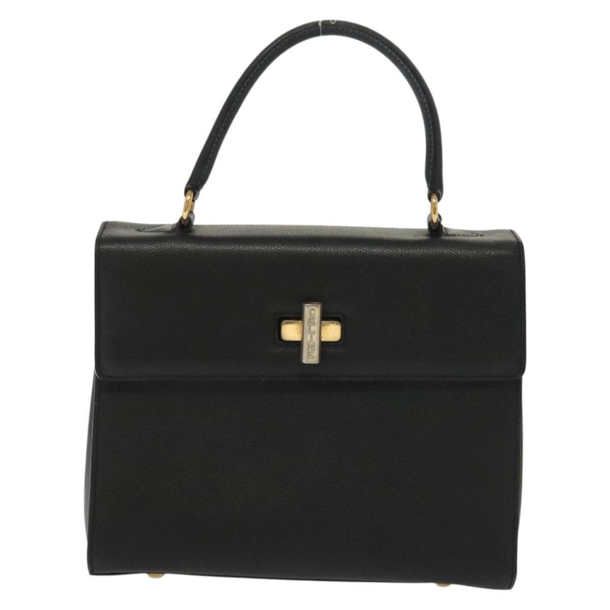 Celine CELINE Hand Bag Leather Black Gold Size ONE SIZE - 2 Thumbnail