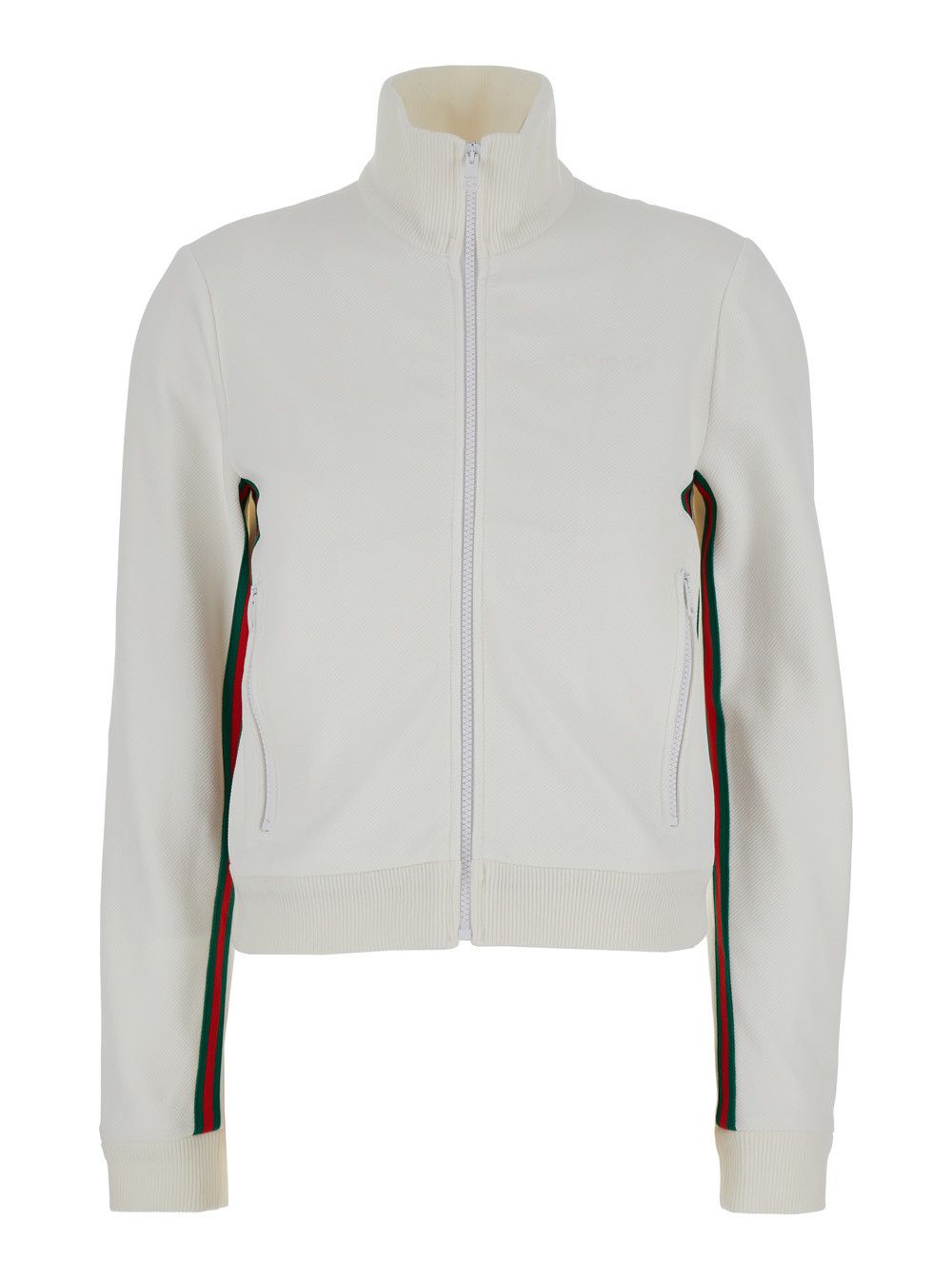 Gucci White Crop Sweatshirt with Web Detail in Polyamide Woman Size S / US 4 / IT 40 - 1 Thumbnail