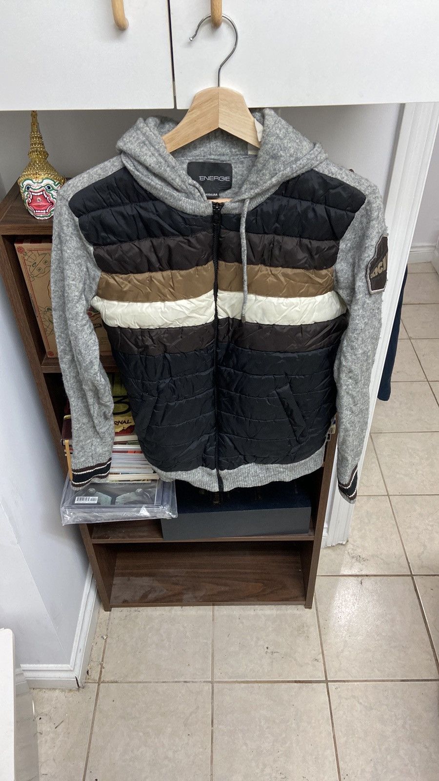 Energie × Vintage Vintage Energie Grey Quilted Hoodie Jacket Size US M / EU 48-50 / 2 - 1 Thumbnail