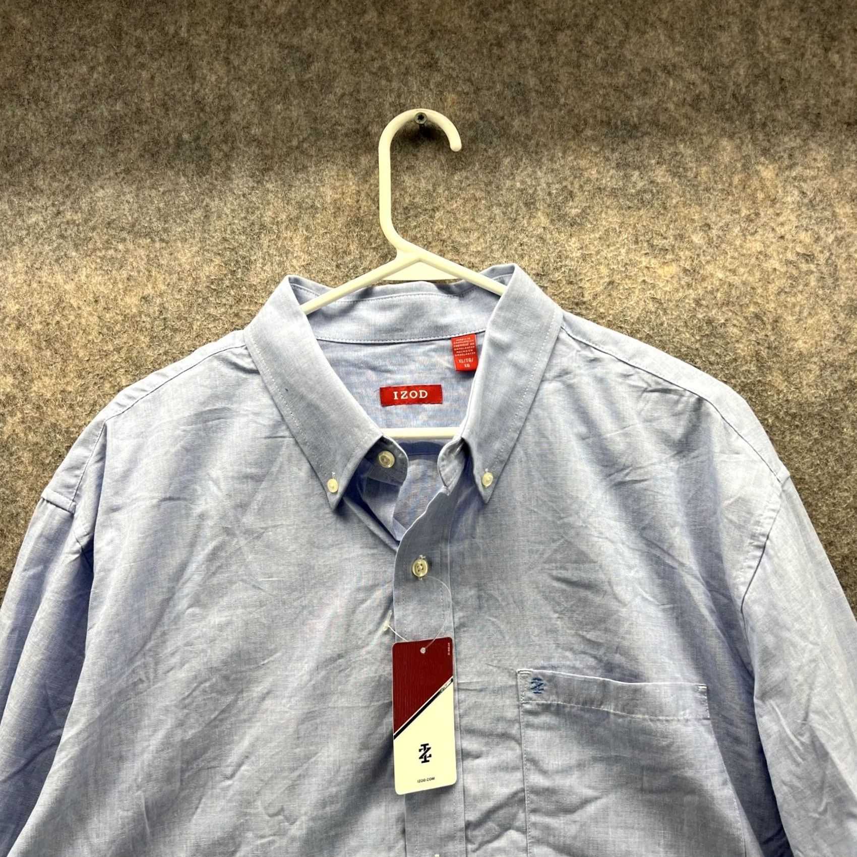 Izod IZOD Shirt Men XL Blue Cotton Button Down Preppy Casual Dress Button-Up 4 Seasons N/A Size US XL / EU 56 / 4 - 3 Thumbnail