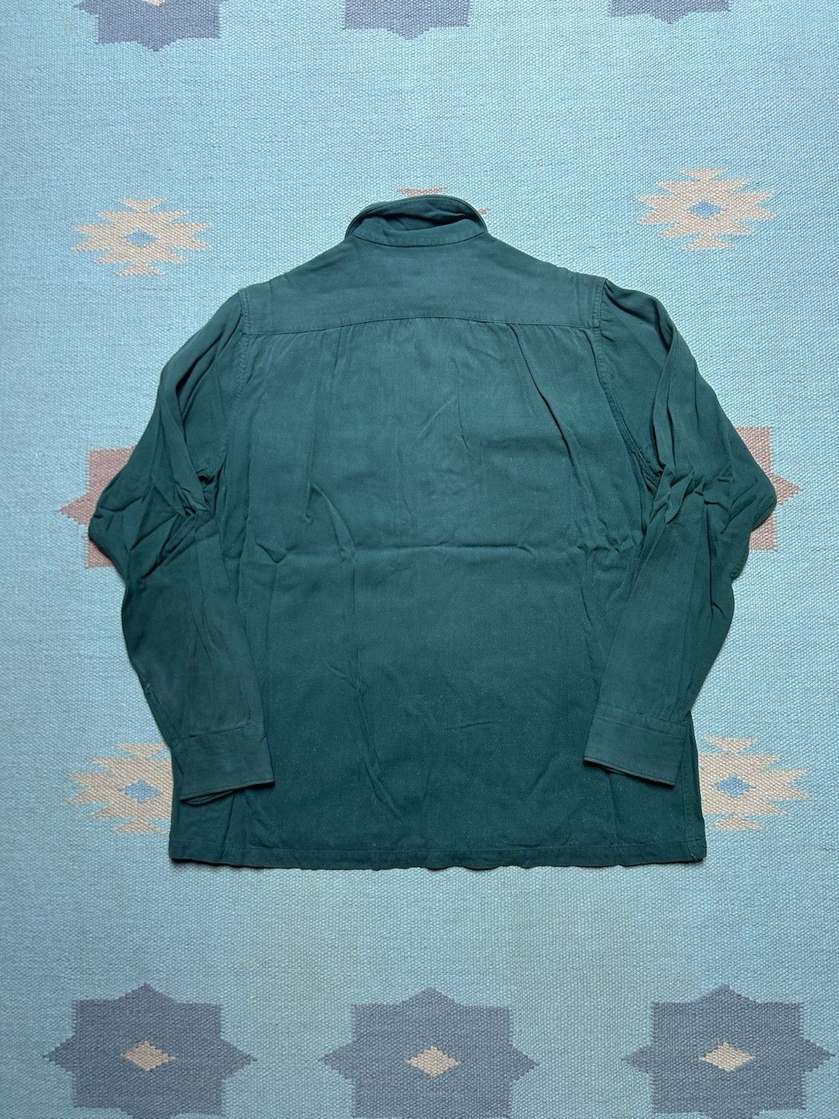 Vintage Vtg 1940s rayon gabardine button shirt forest green medium Size US M / EU 48-50 / 2 - 8 Thumbnail